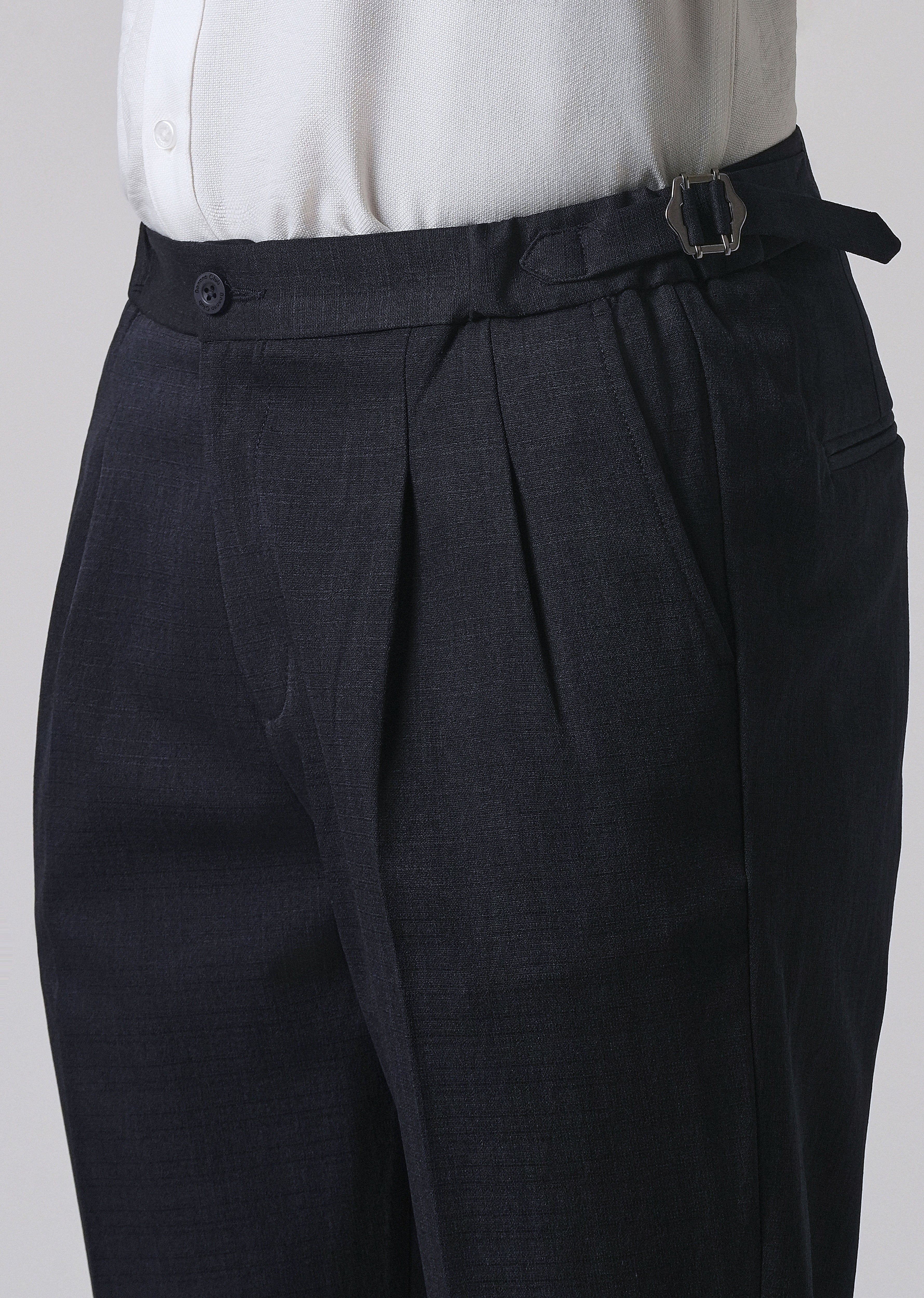 Navy Blue Pleated Gurkha Pant - Image 5