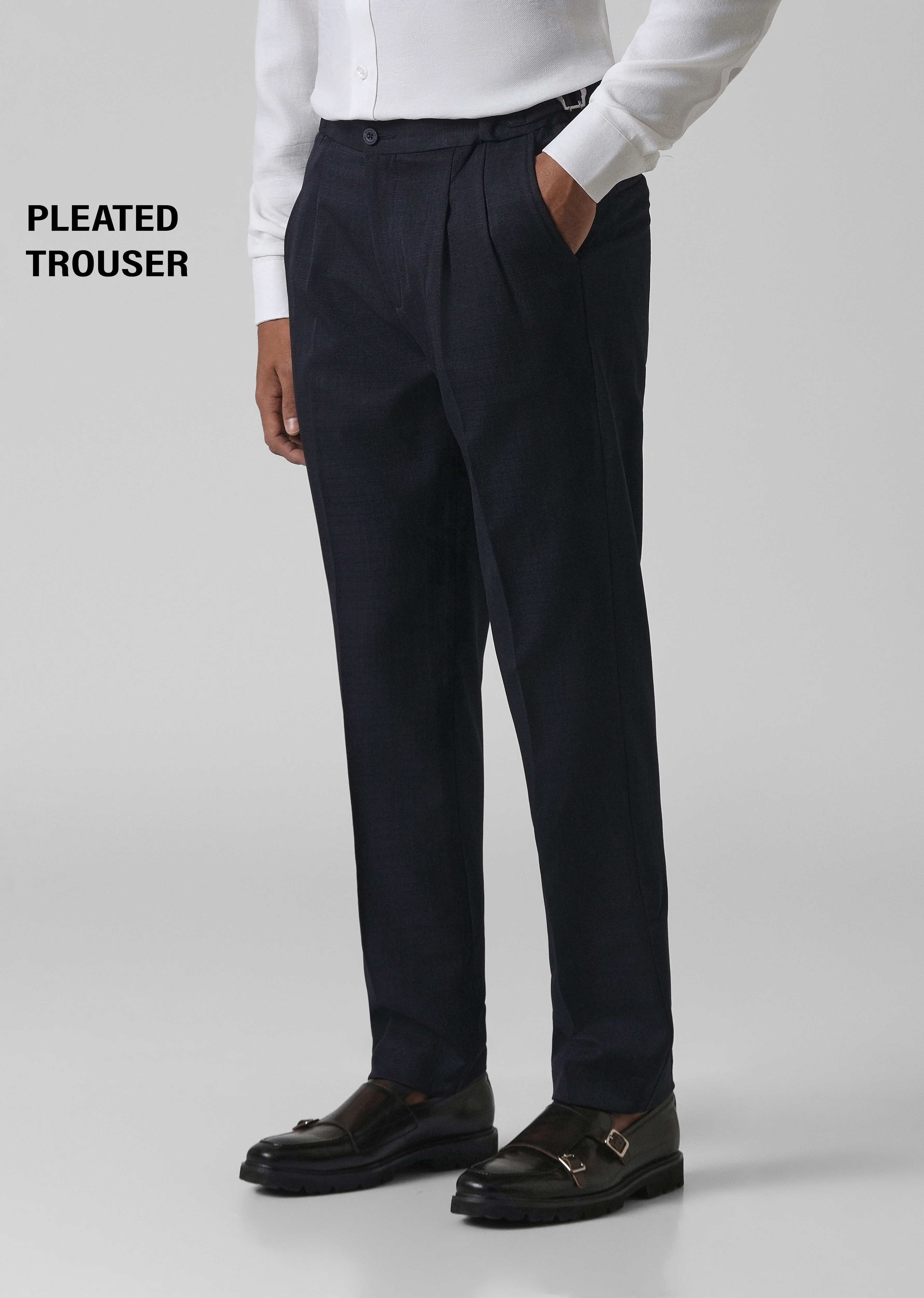 Navy Blue Pleated Gurkha Pant - Image 7