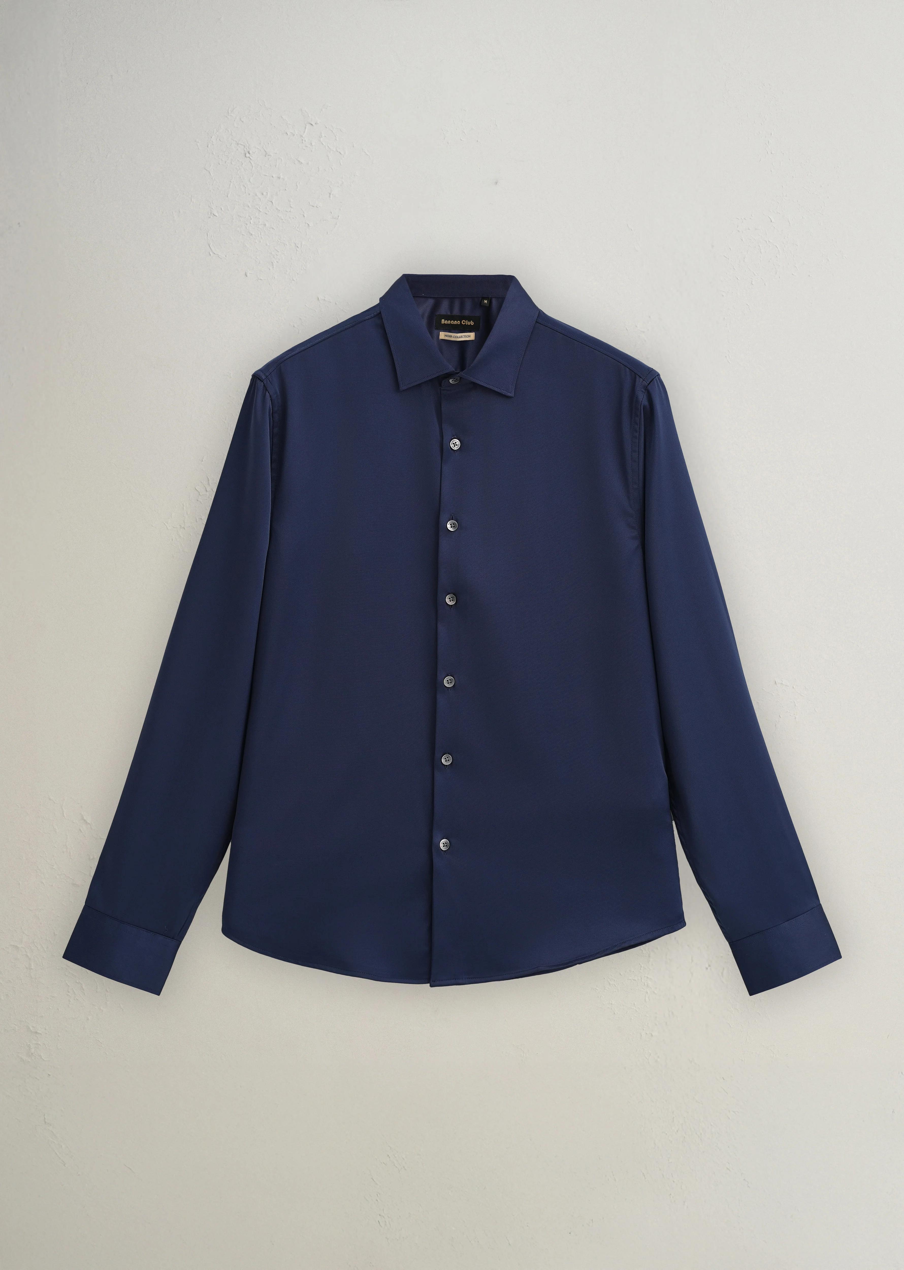 Navy Blue Premium Satin-Finish Plain Shirt - Image 2