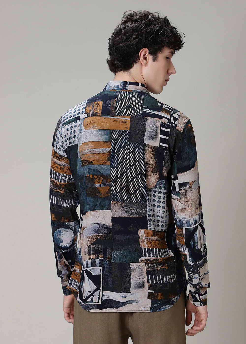 Navy Blue Print Feather Shirt - Image 4