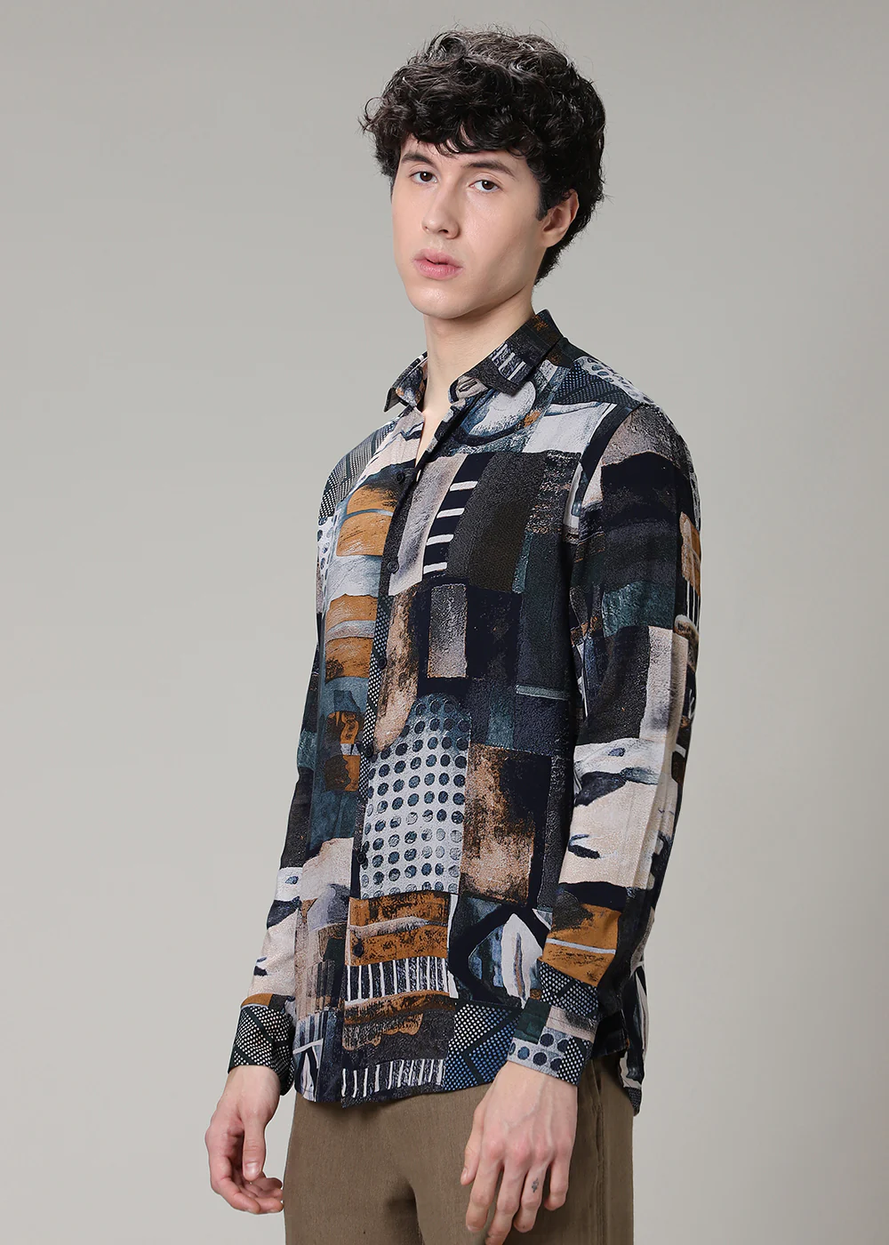 Navy Blue Print Feather Shirt - Image 5