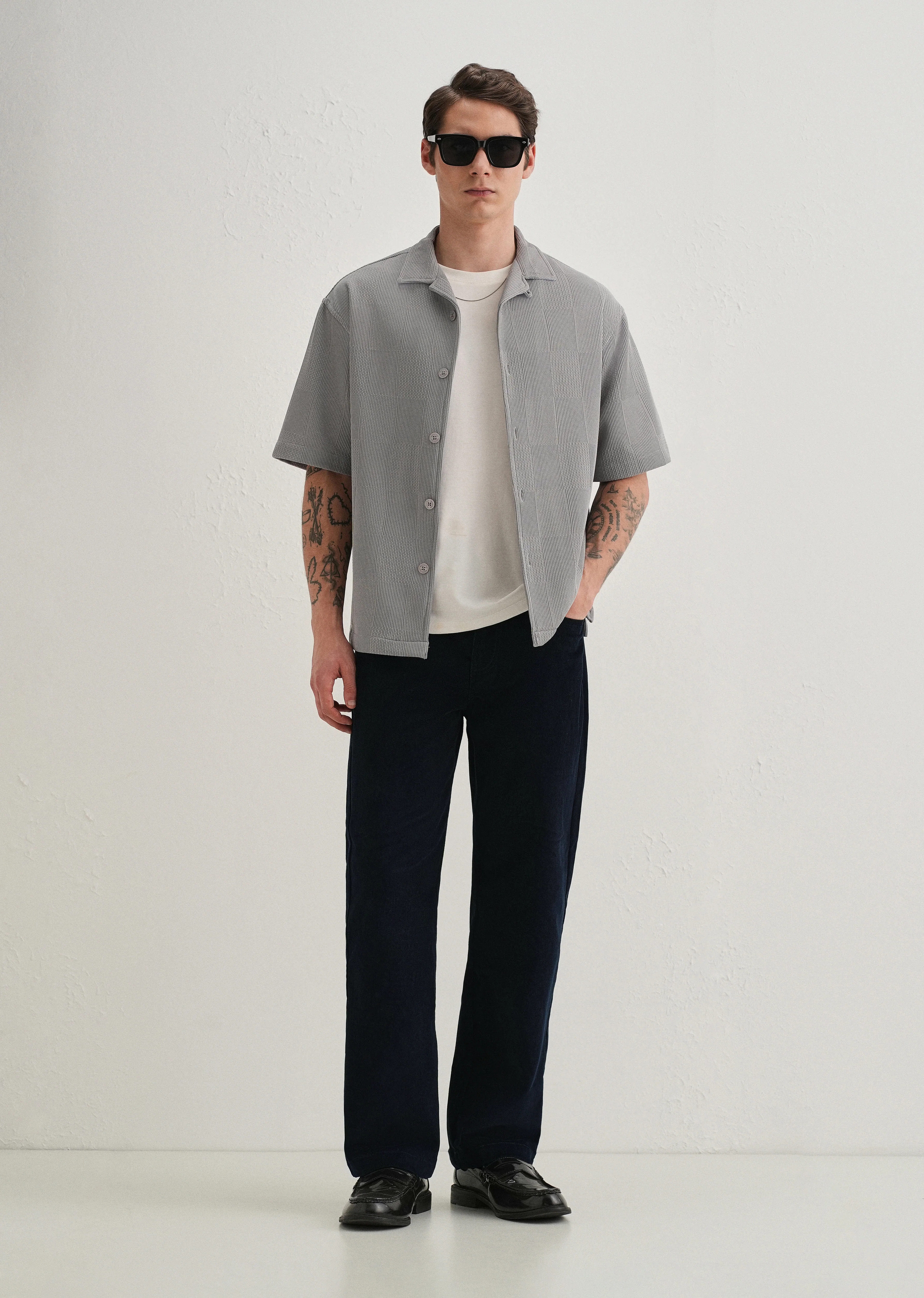 Navy Blue Semi-Elasticated Corduroy Pant - Image 6