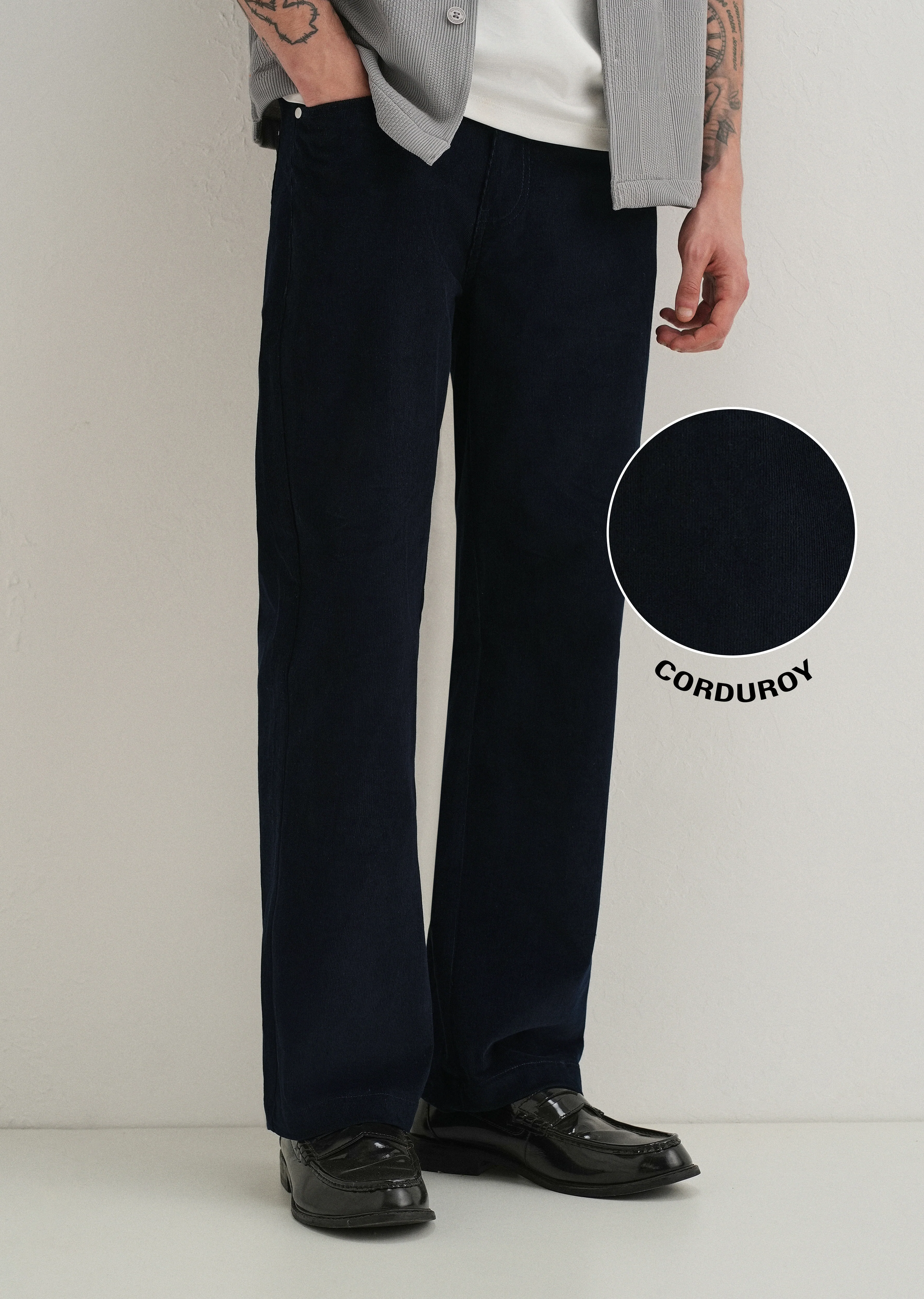 Navy Blue Semi-Elasticated Corduroy Pant - Image 7