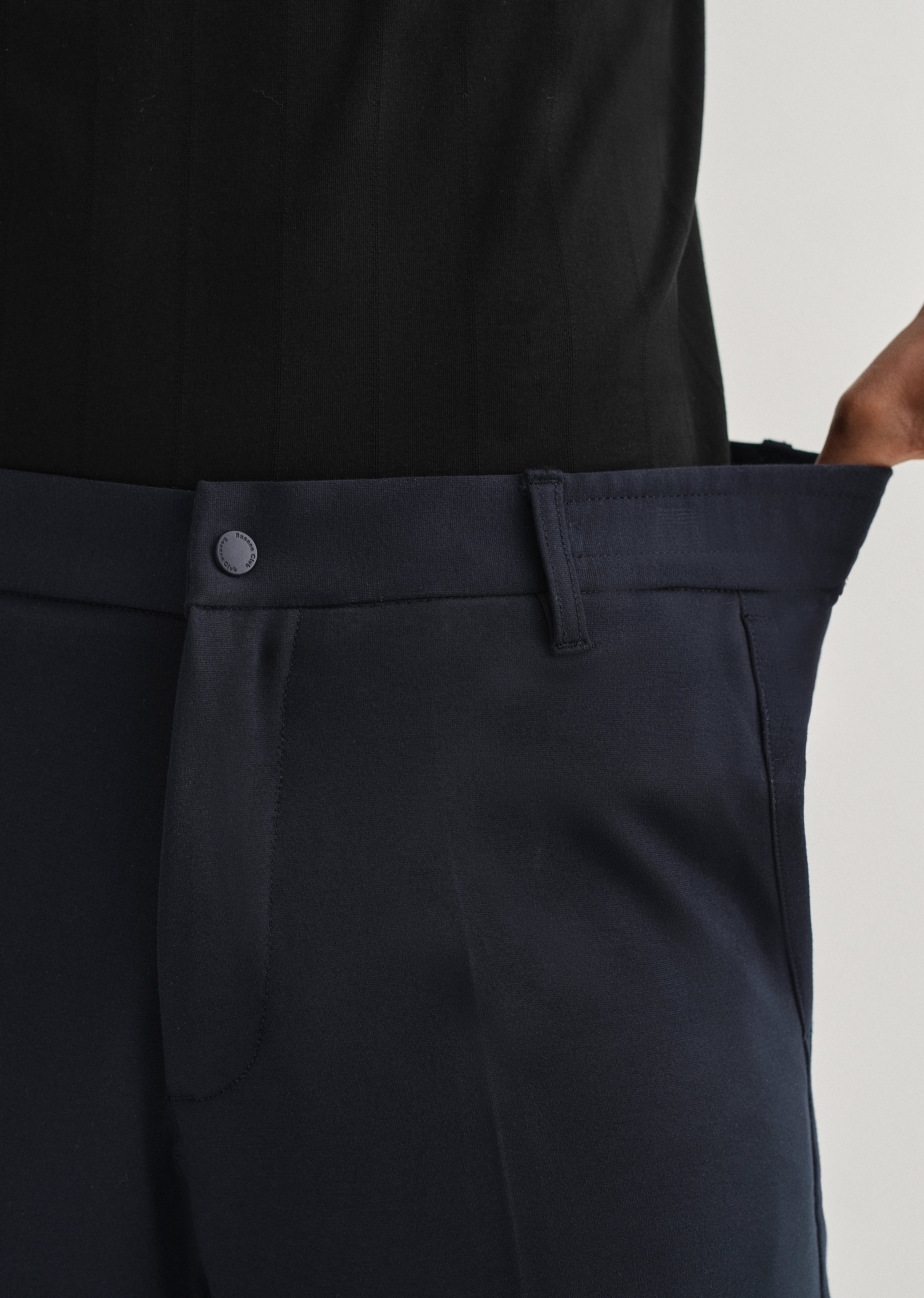 Navy Blue Semi Elasticated Slim Fit Trouser - Image 5