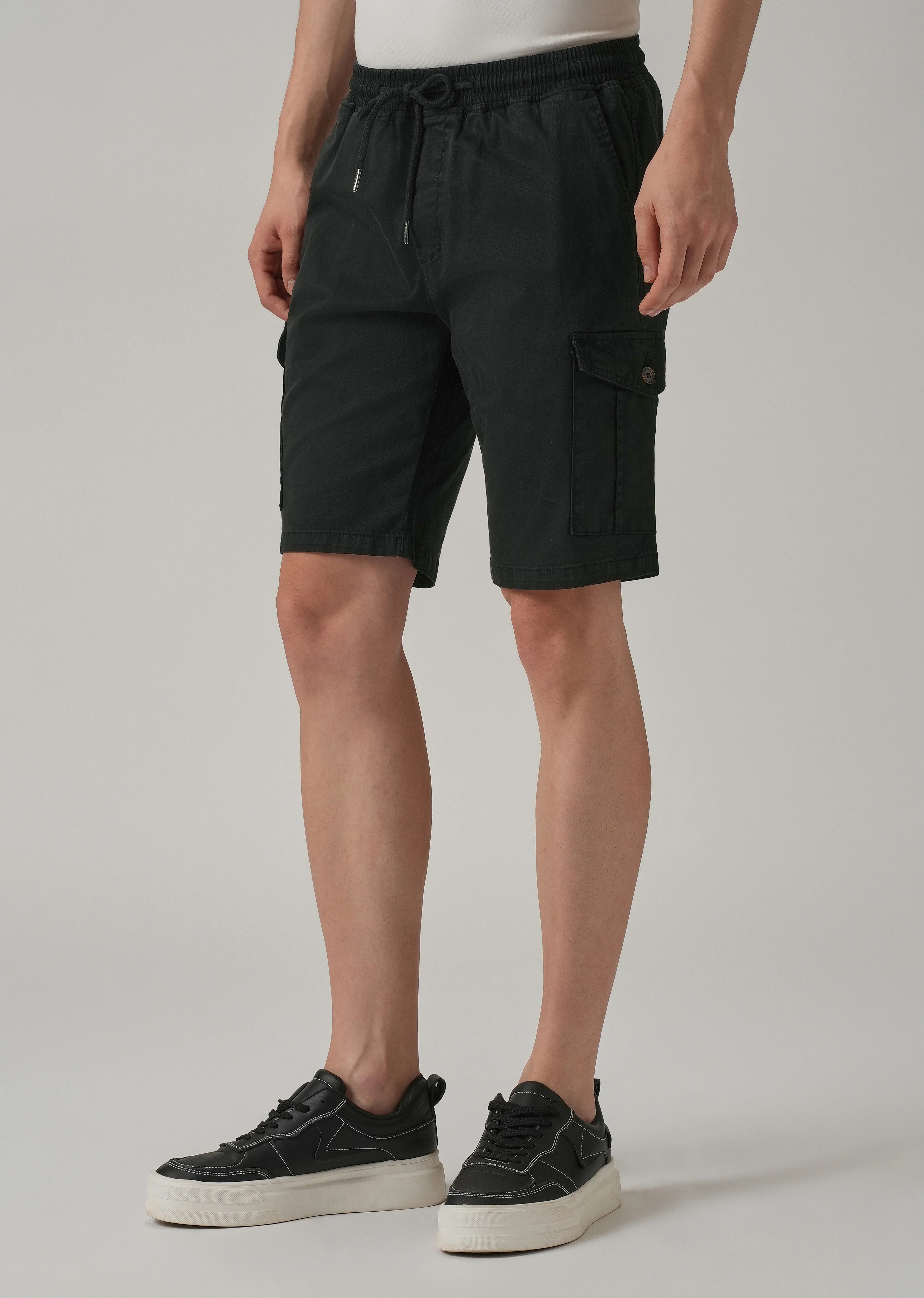 Navy Blue Cotton Cargo Shorts - Image 4