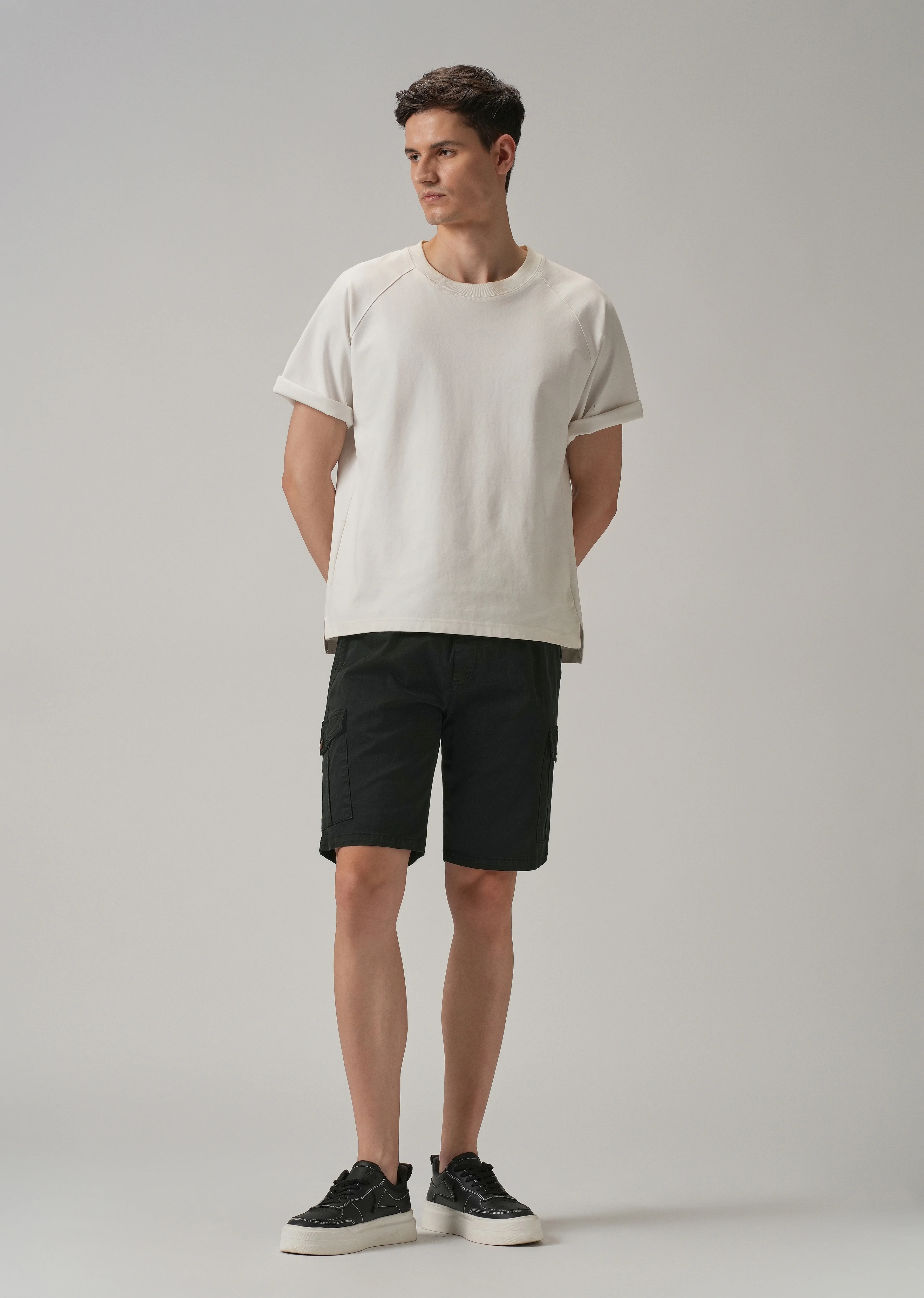 Navy Blue Cotton Cargo Shorts - Image 6