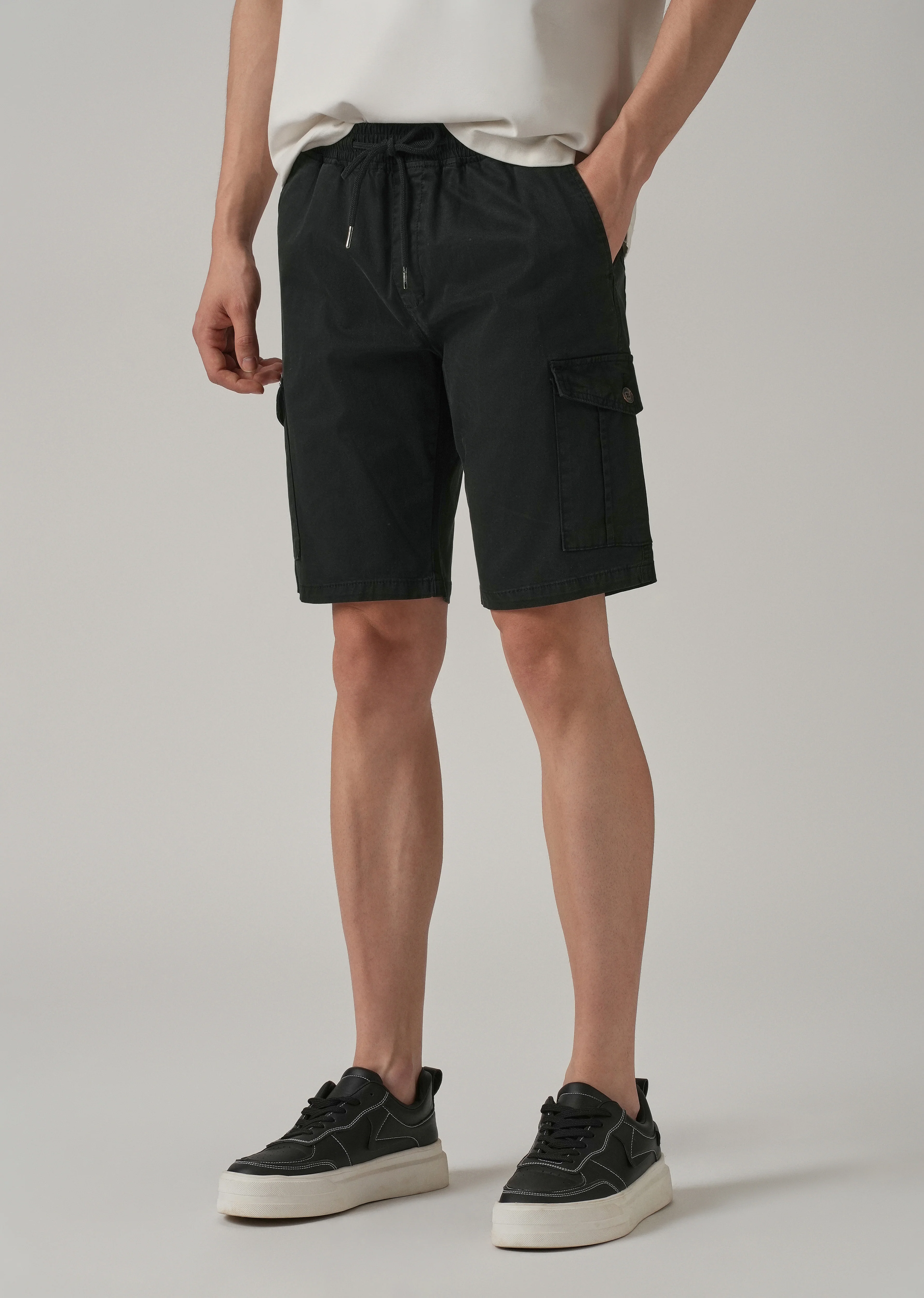 Navy Blue Cotton Cargo Shorts - Image 7