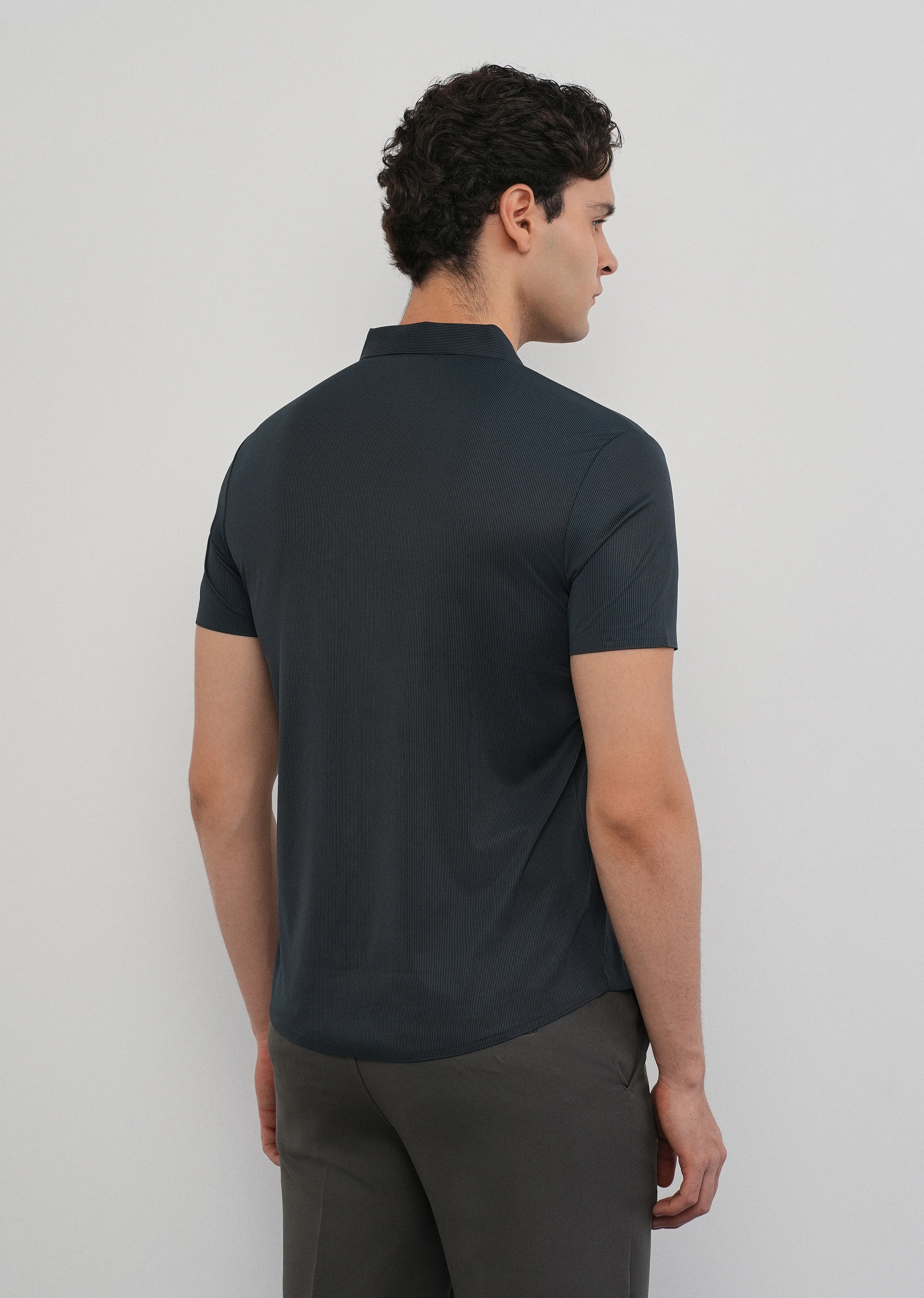 Navy Blue Stitchless Stripe Shirt - Image 3