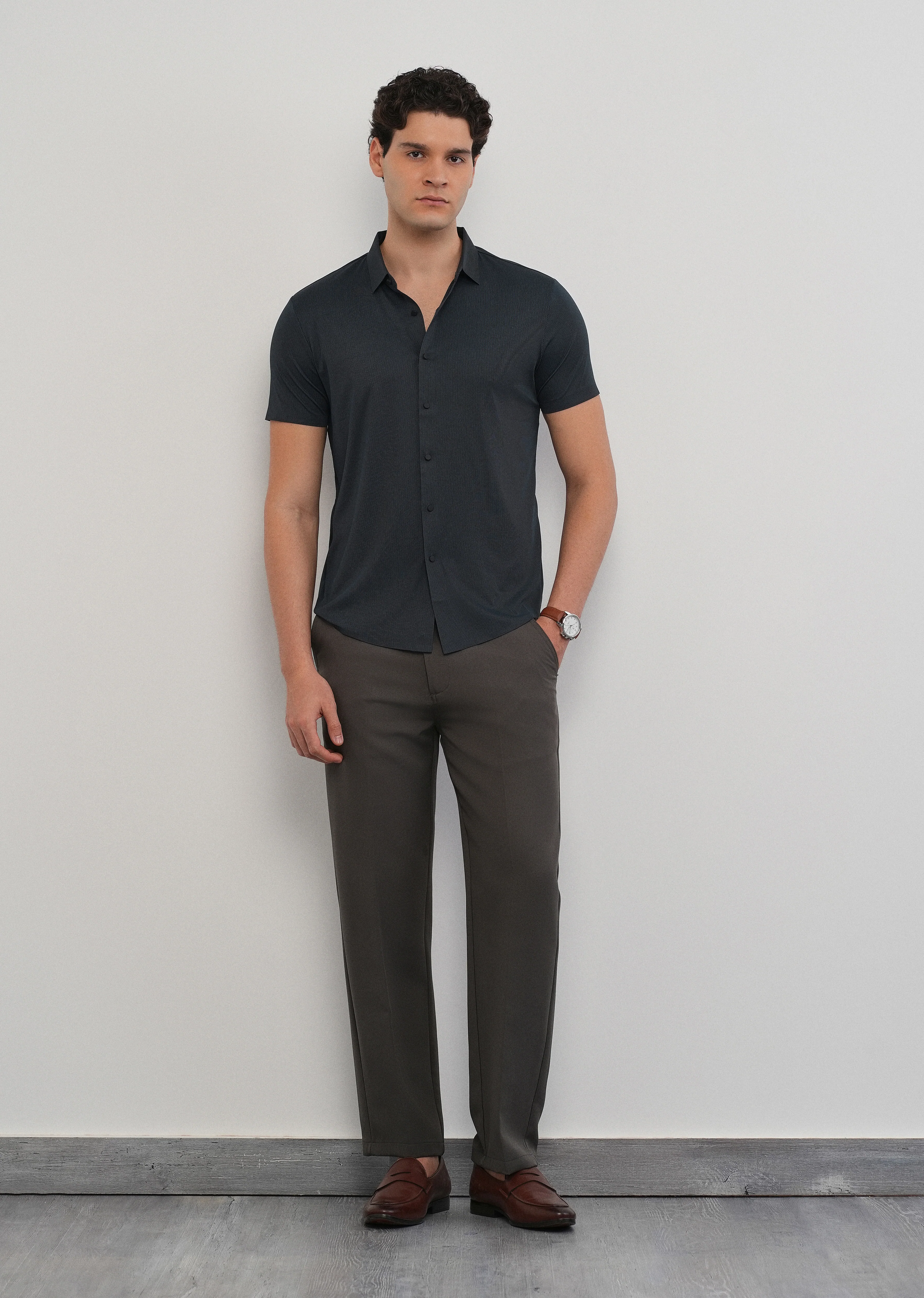 Navy Blue Stitchless Stripe Shirt - Image 6