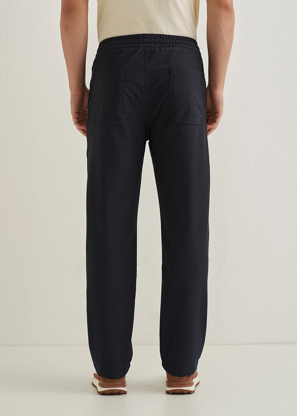 Navy Blue Straight Fit Corduroy Pants - Image 4