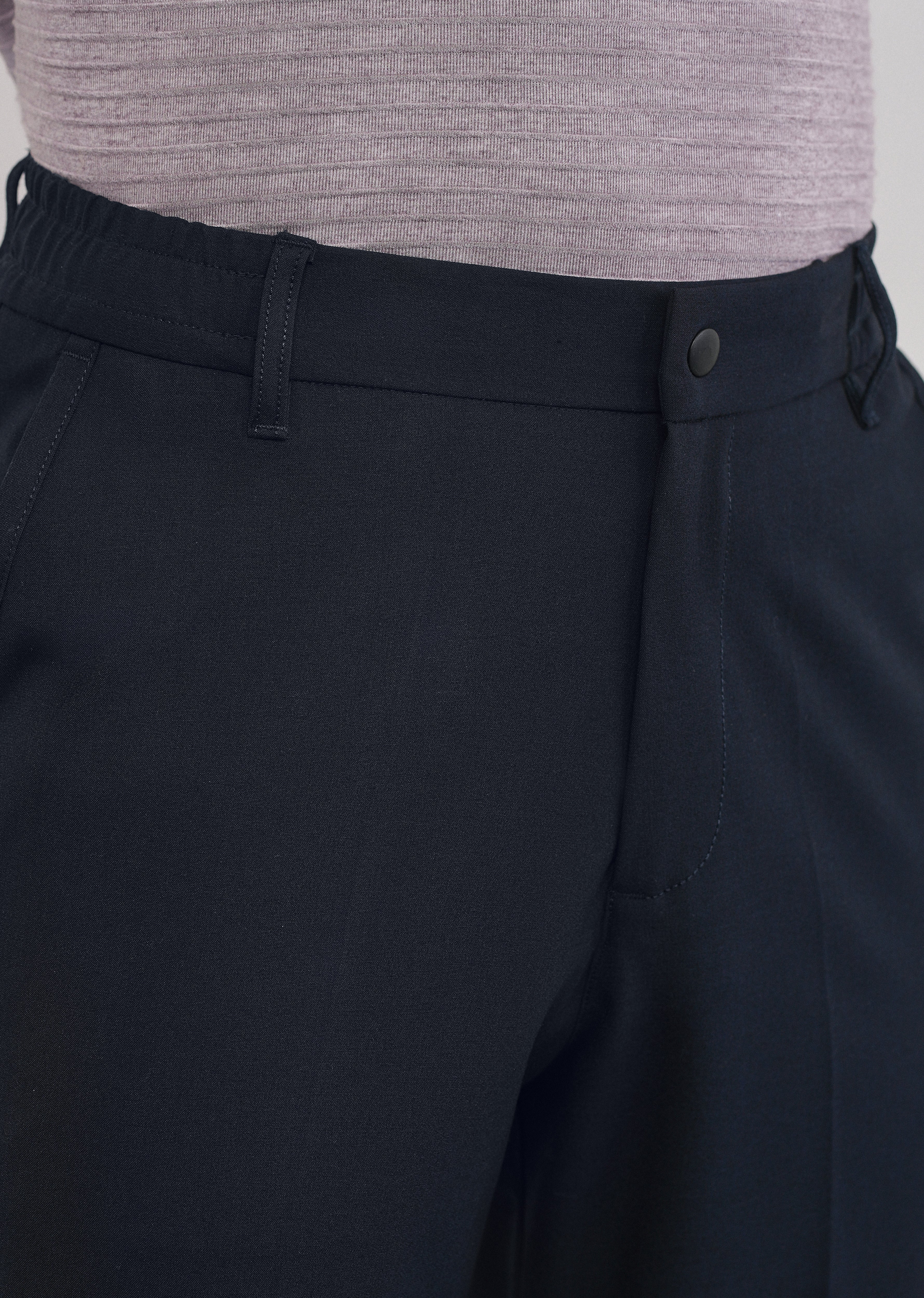 Navy Semi-Elastic Slim Fit Trouser - Image 5