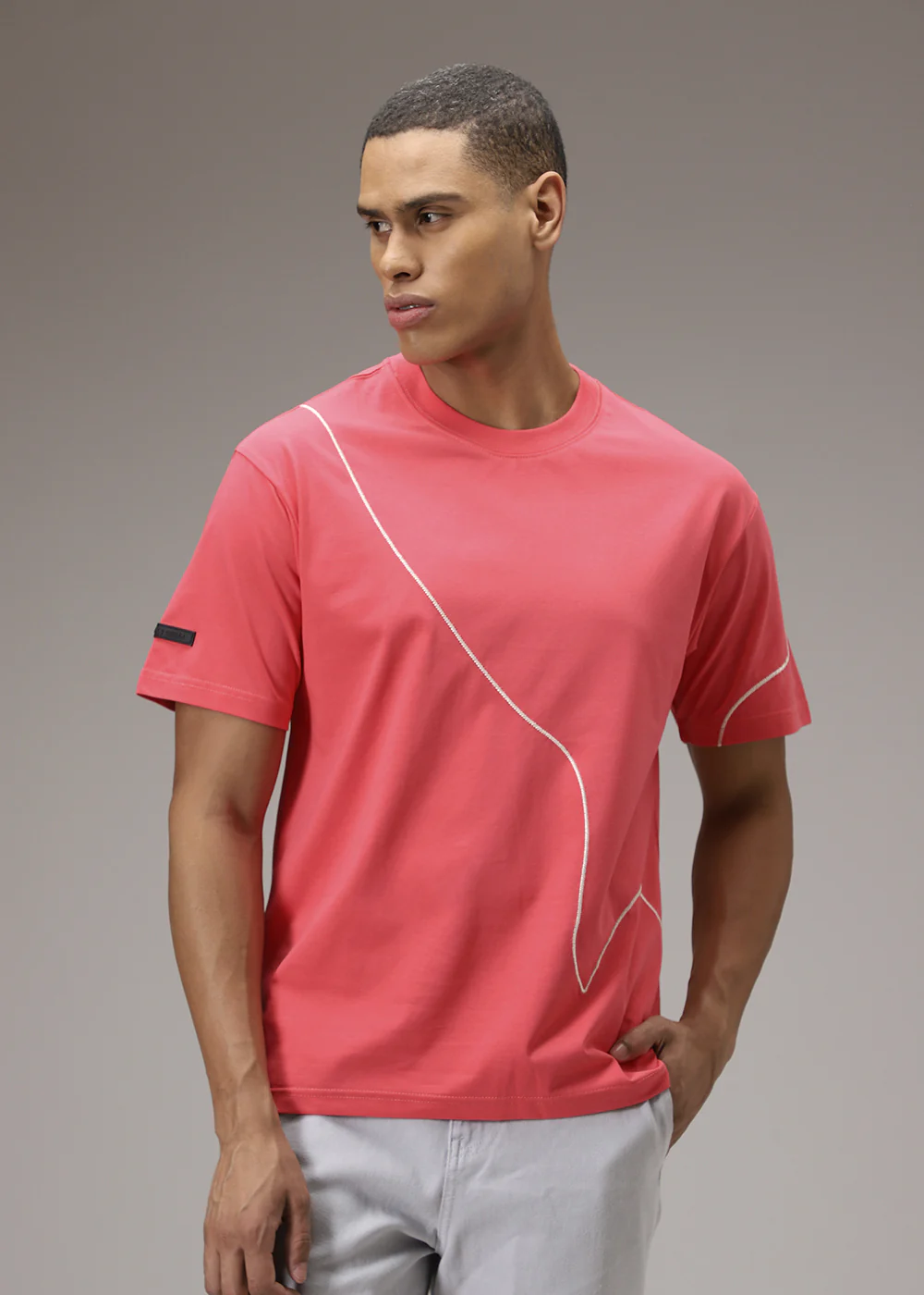 Neon Pink Line Oversized T-shirt - Image 3