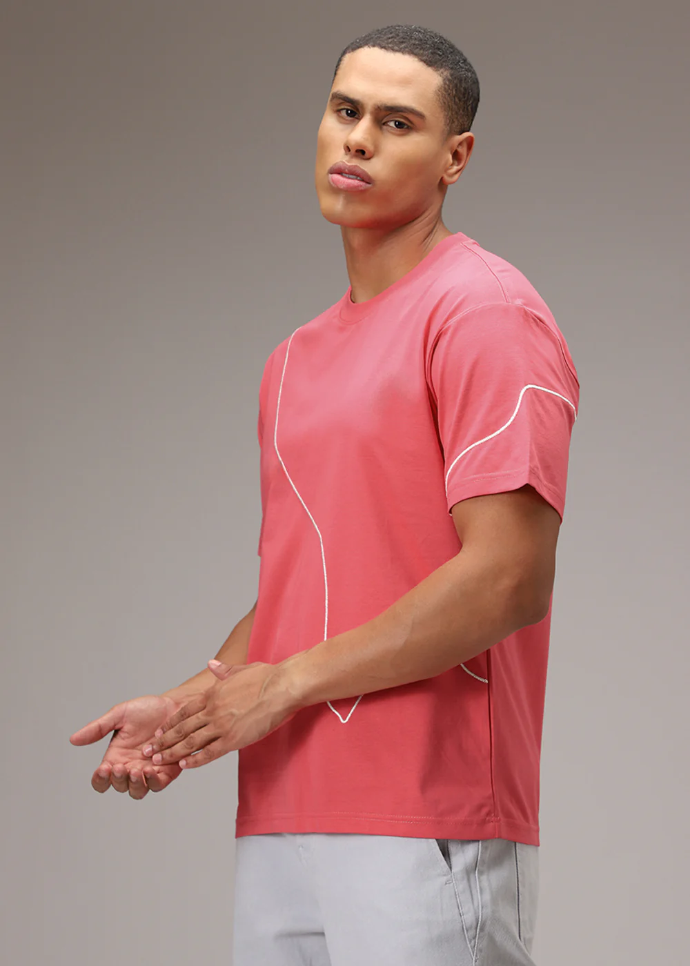 Neon Pink Line Oversized T-shirt - Image 5