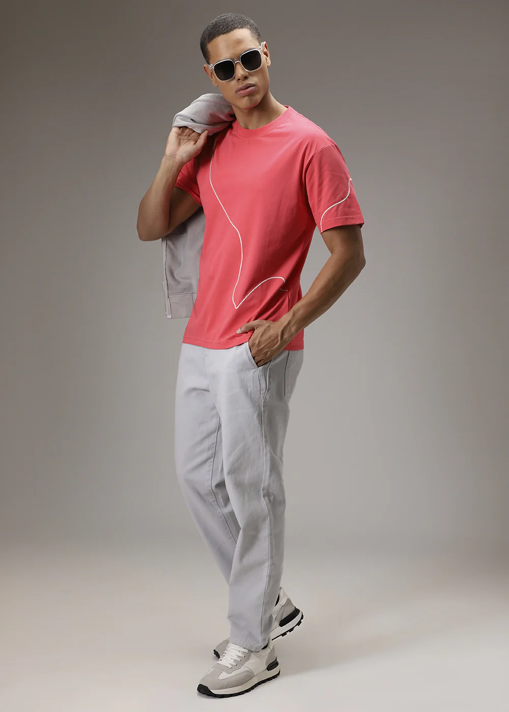 Neon Pink Line Oversized T-shirt - Image 6