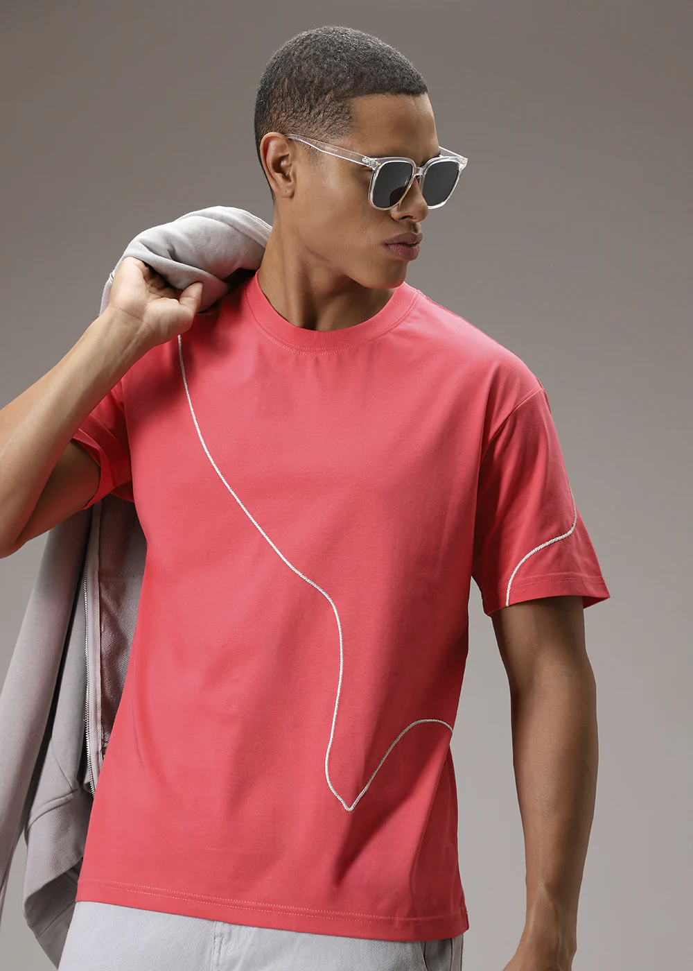 Neon Pink Line Oversized T-shirt - Image 8