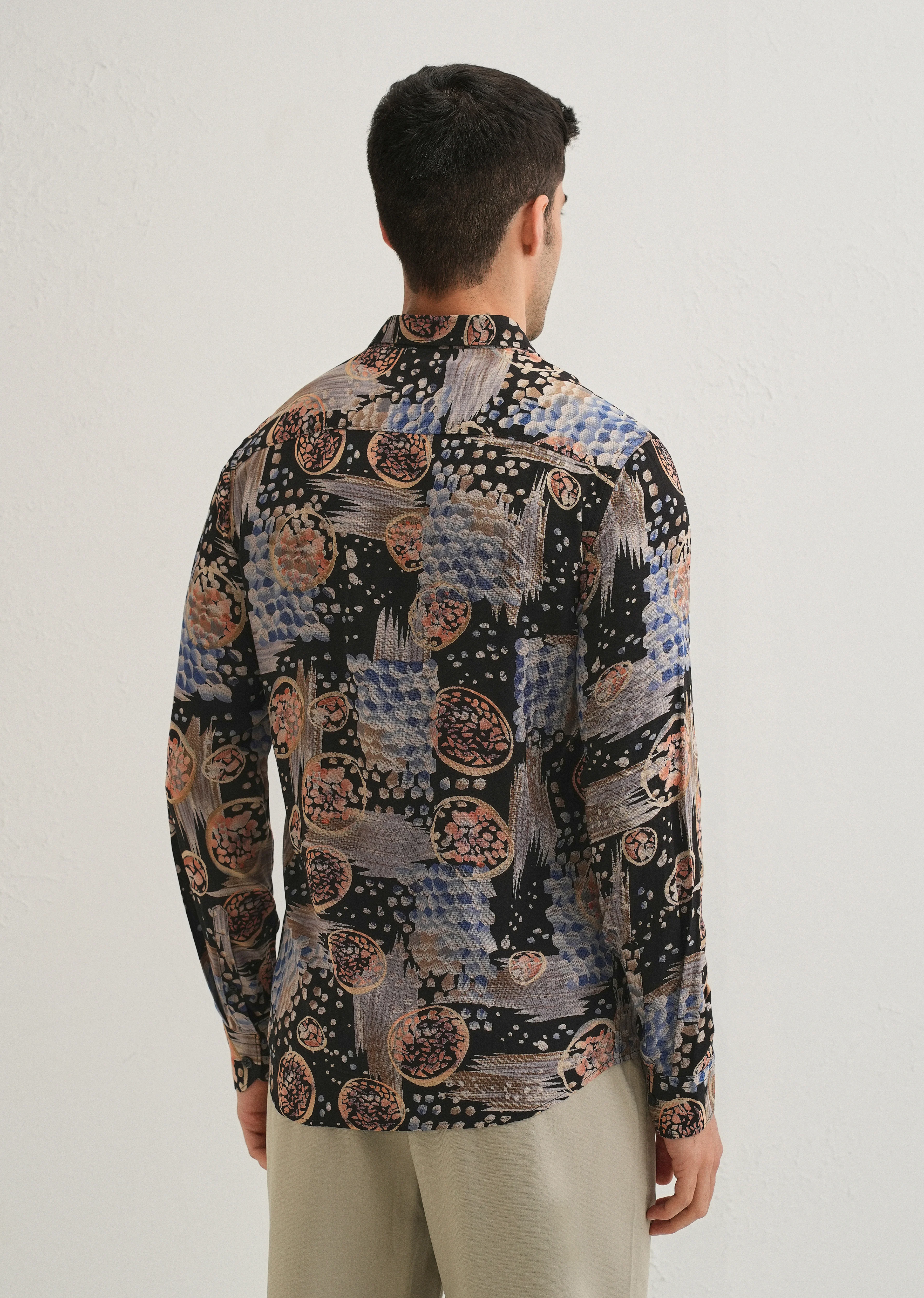 Noir Black Abstract Feather Shirt - Image 2
