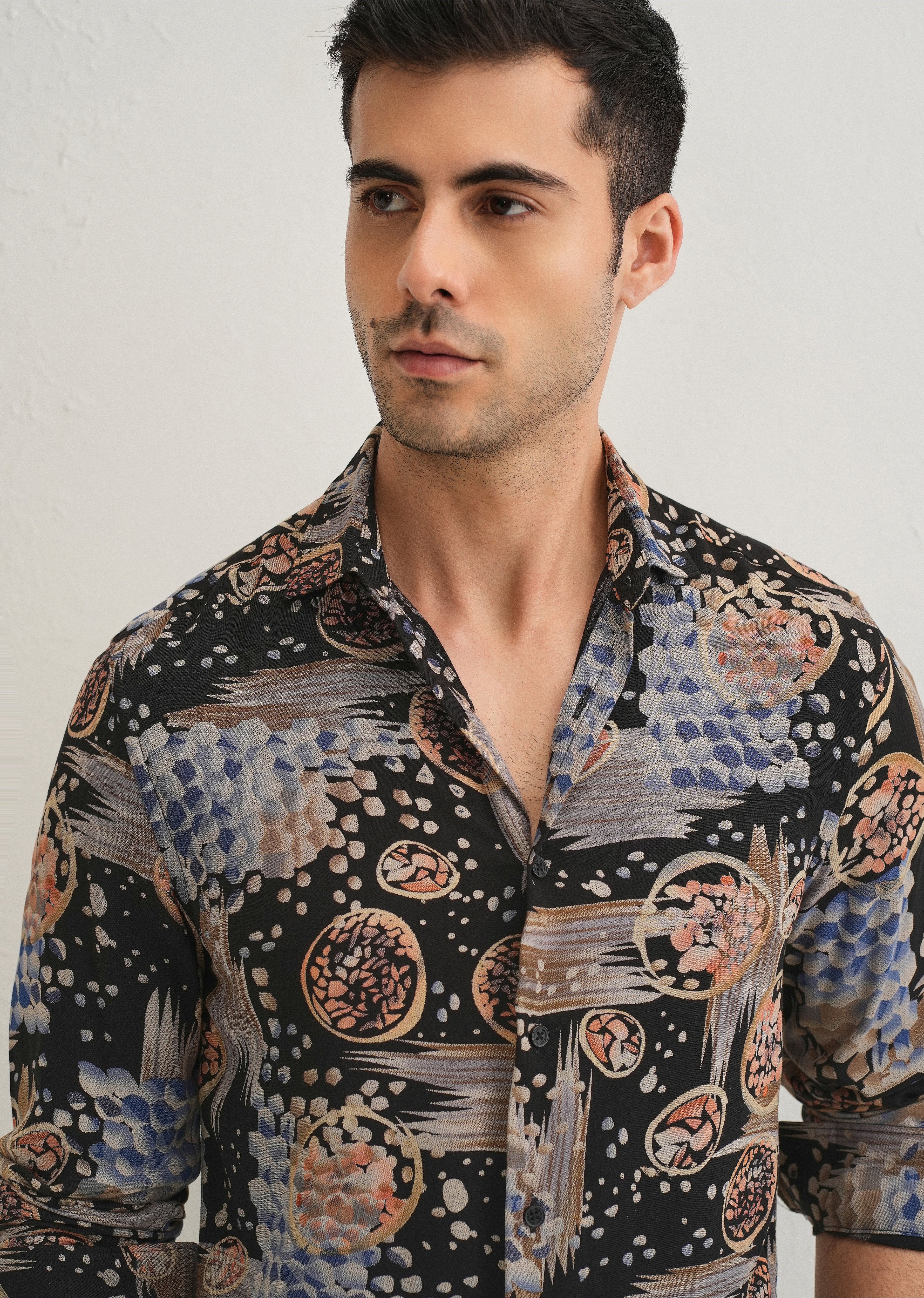 Noir Black Abstract Feather Shirt - Image 5