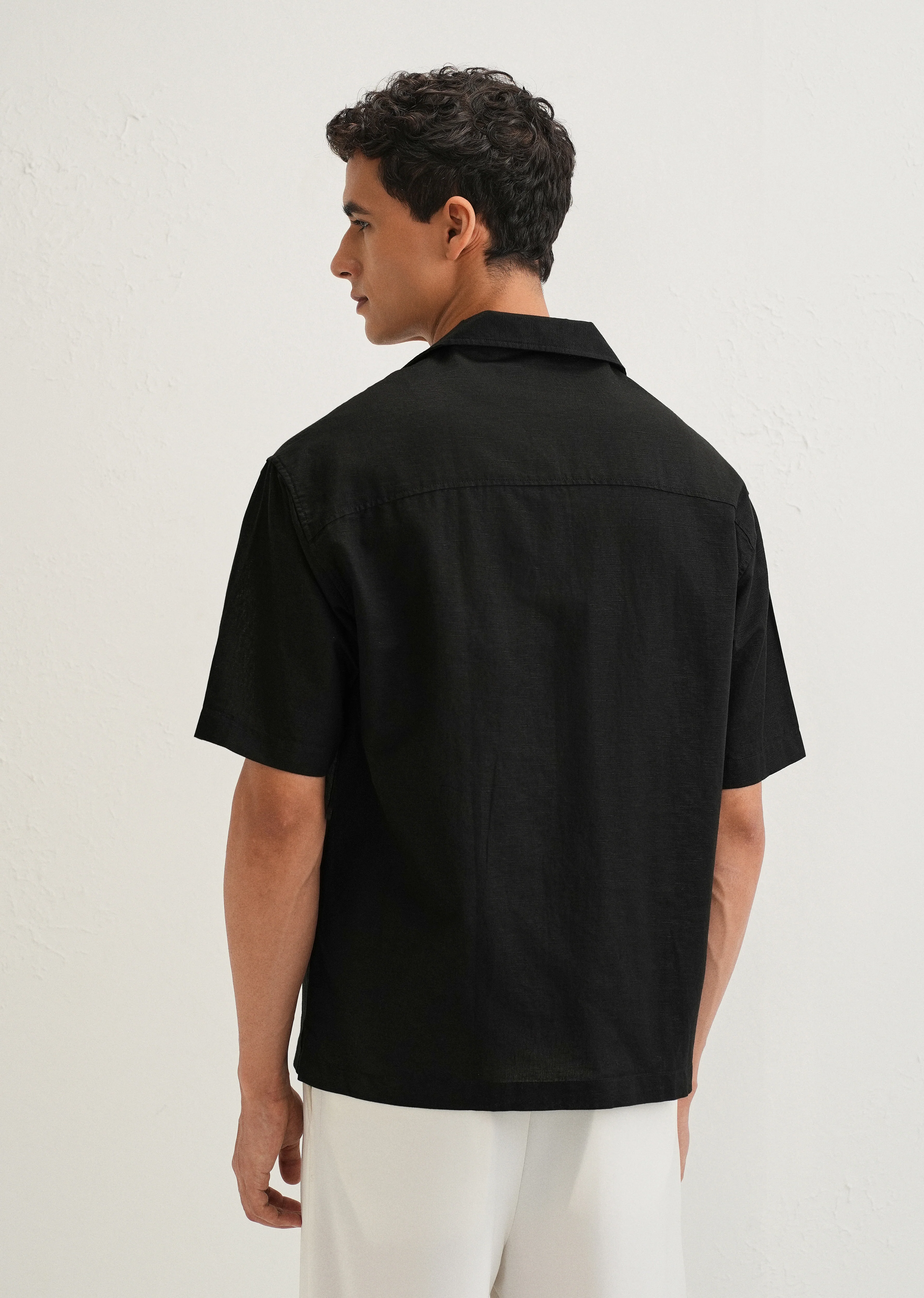 Noir Black Embroidery Cuban Collar Shirt - Image 2