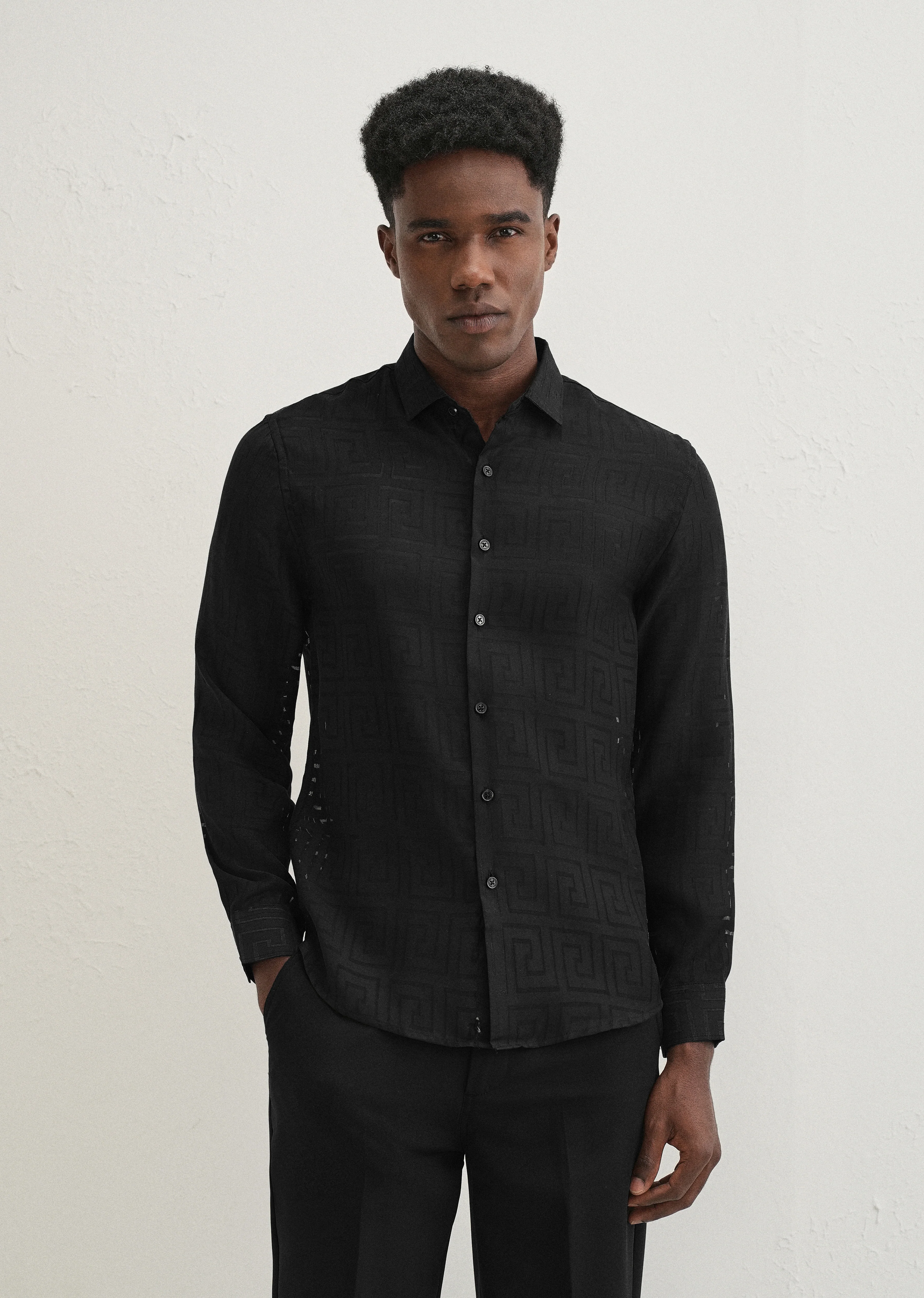 Noir Black Laser Cut Shirt - Image 4