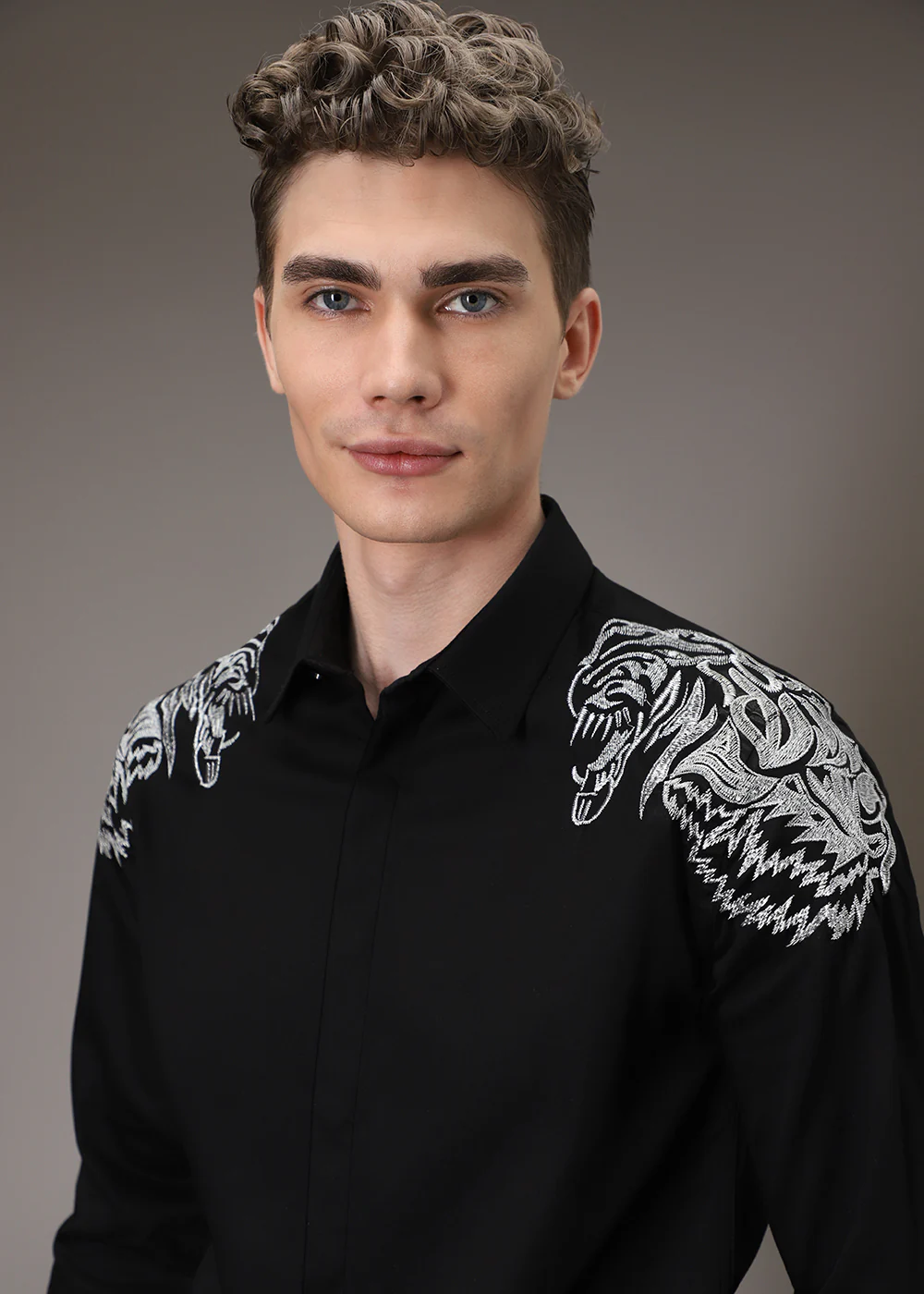 Noire Lion Embroidery Designer Shirt - Image 2