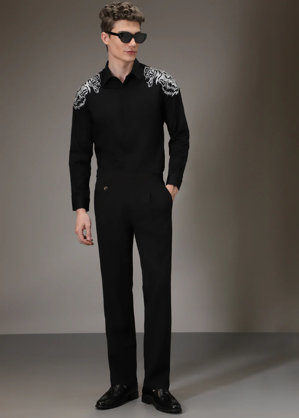 Noire Lion Embroidery Designer Shirt - Image 6
