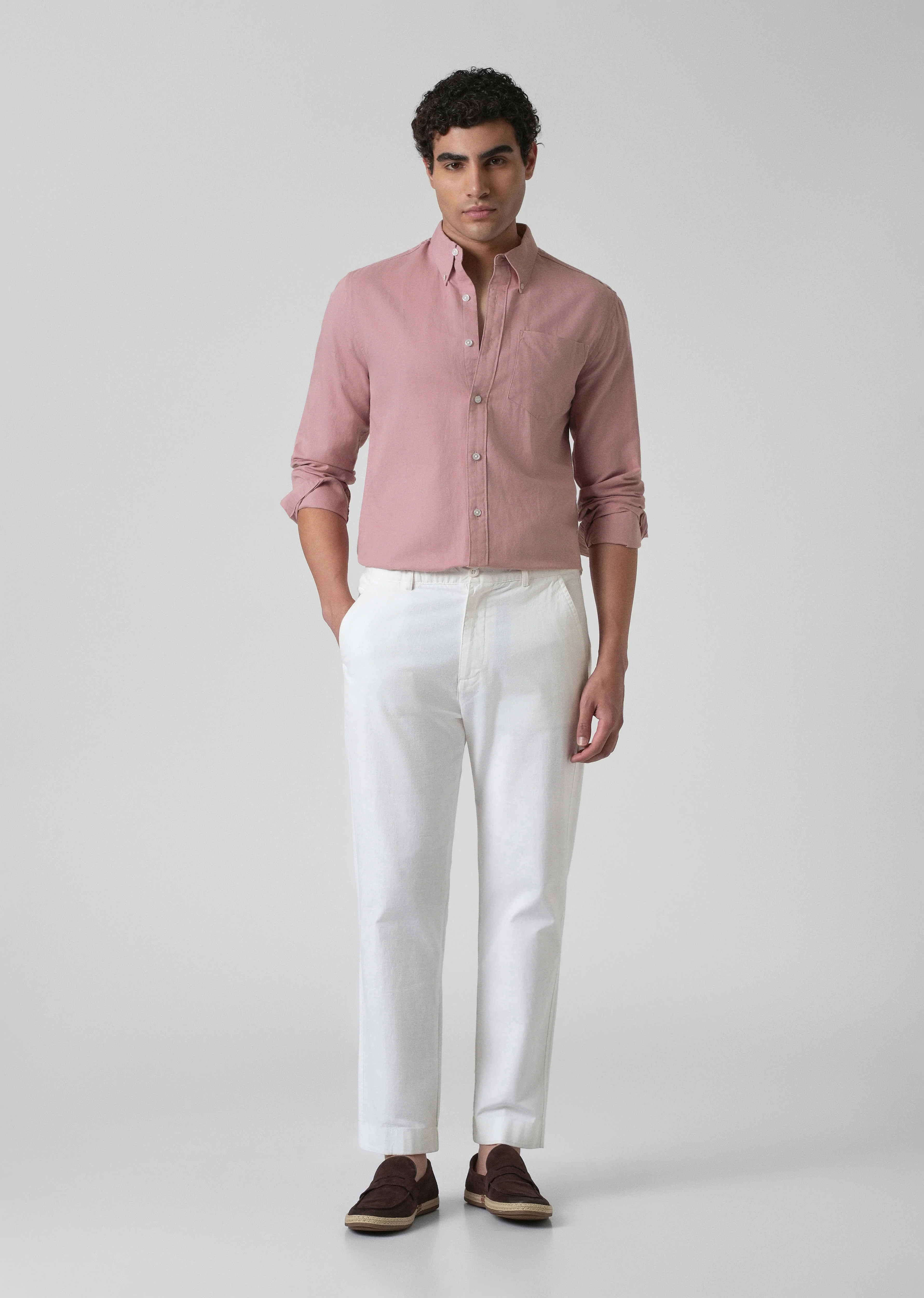 Nude Pink Cotton Linen Shirt - Image 6