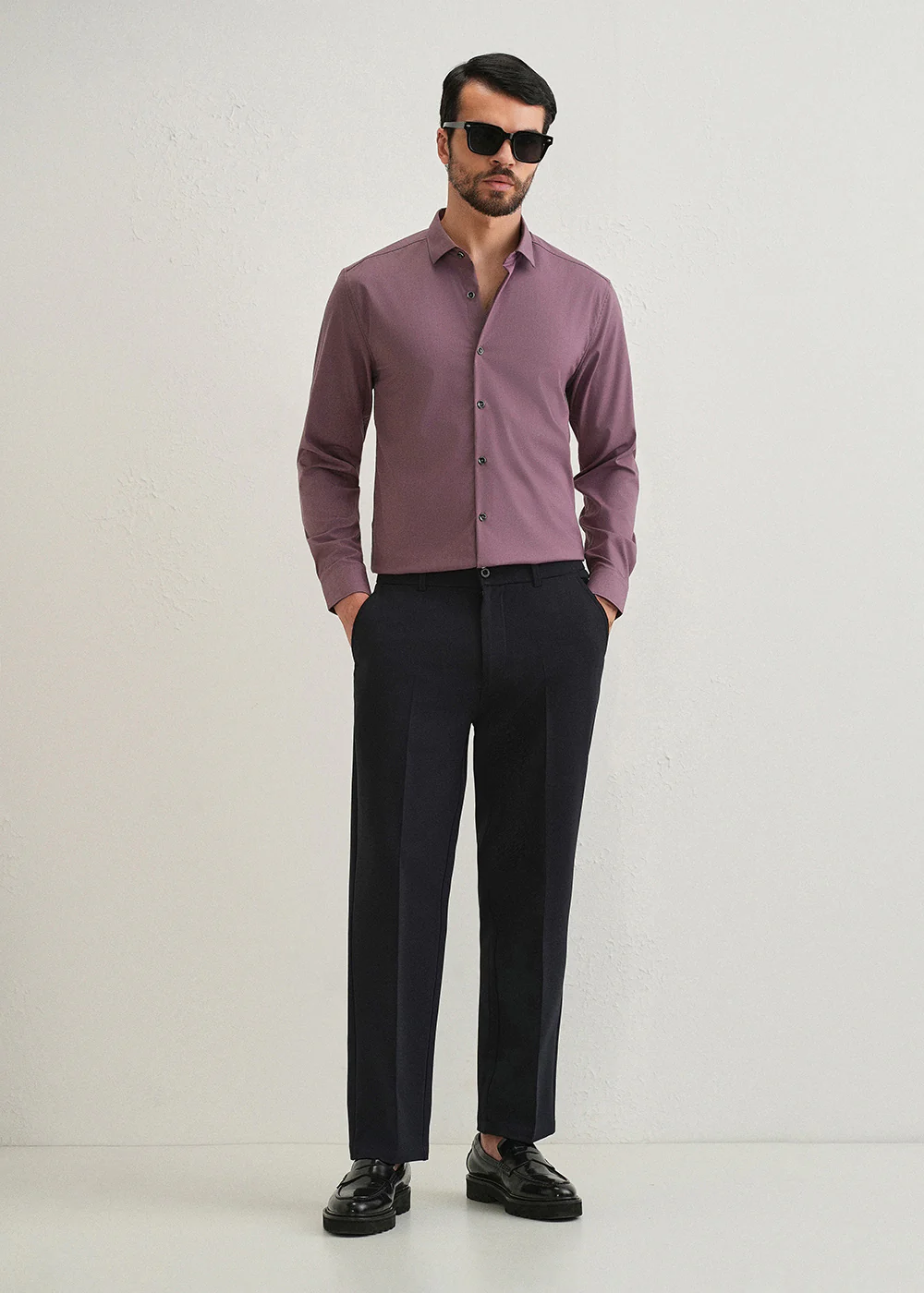 Nude Pink Plain Wrinkle Free Shirt - Image 6