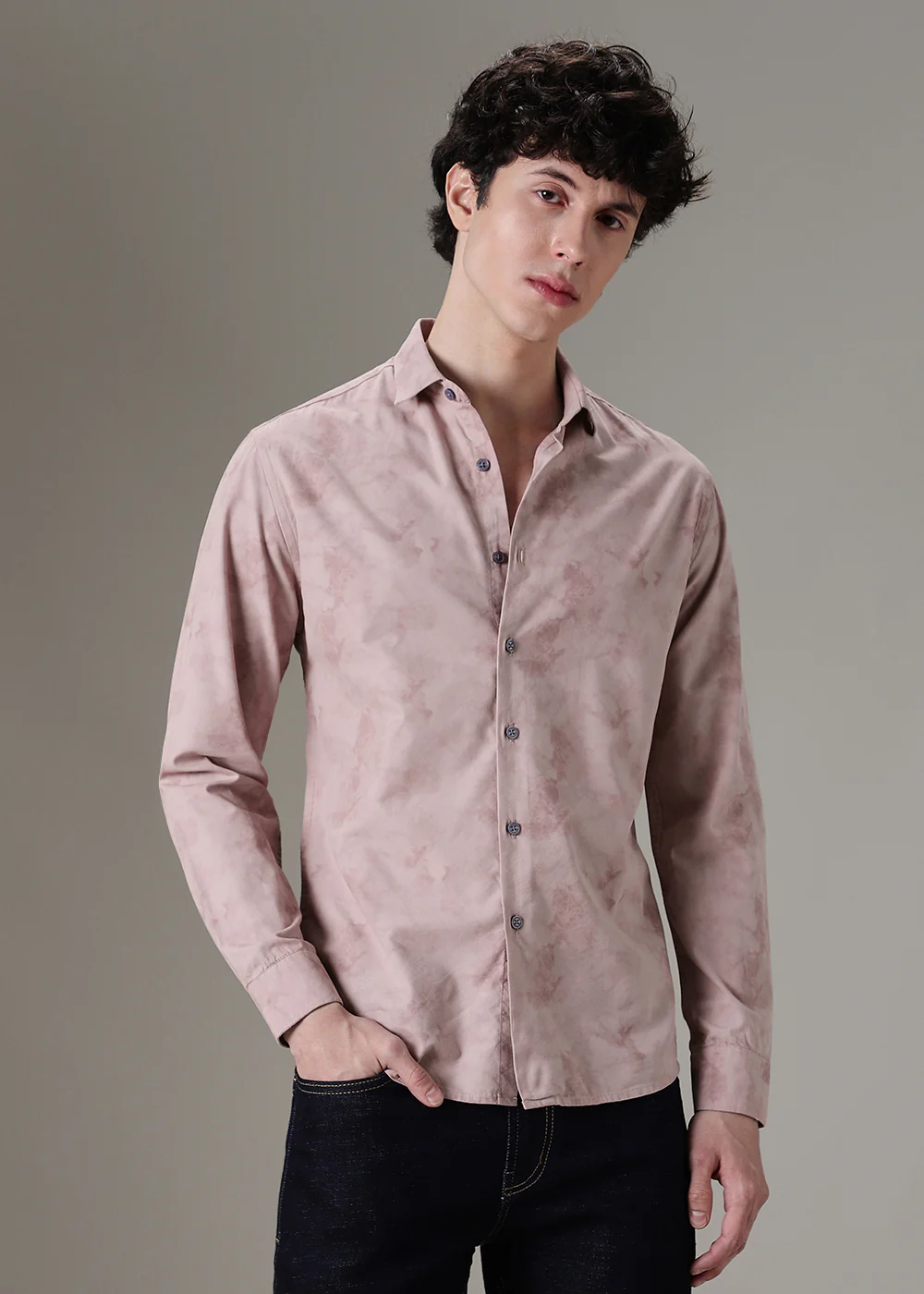 Nude Pink Printed Shirt - Image 3