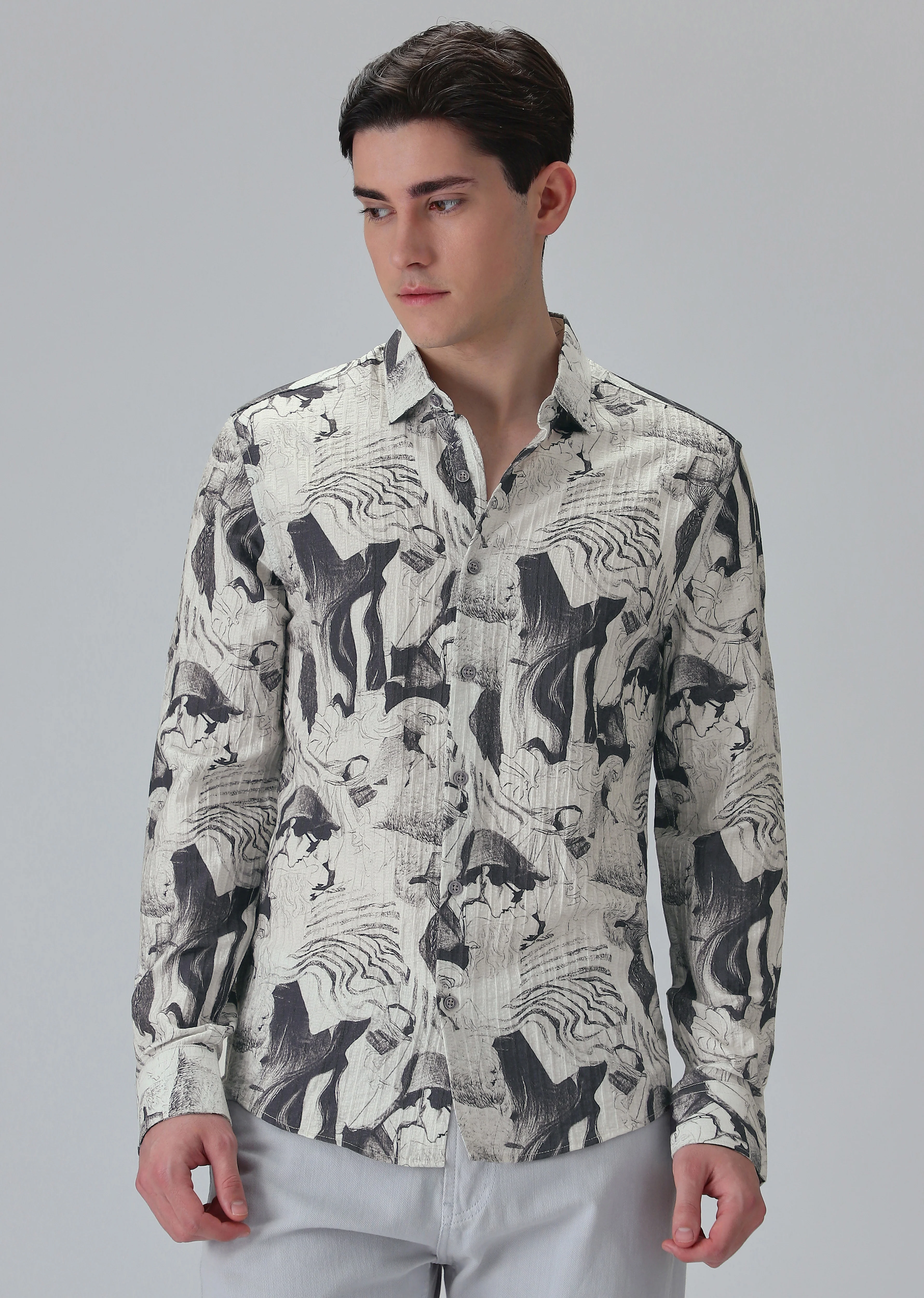 Ocean Drift White Printed Shirt - Image 3