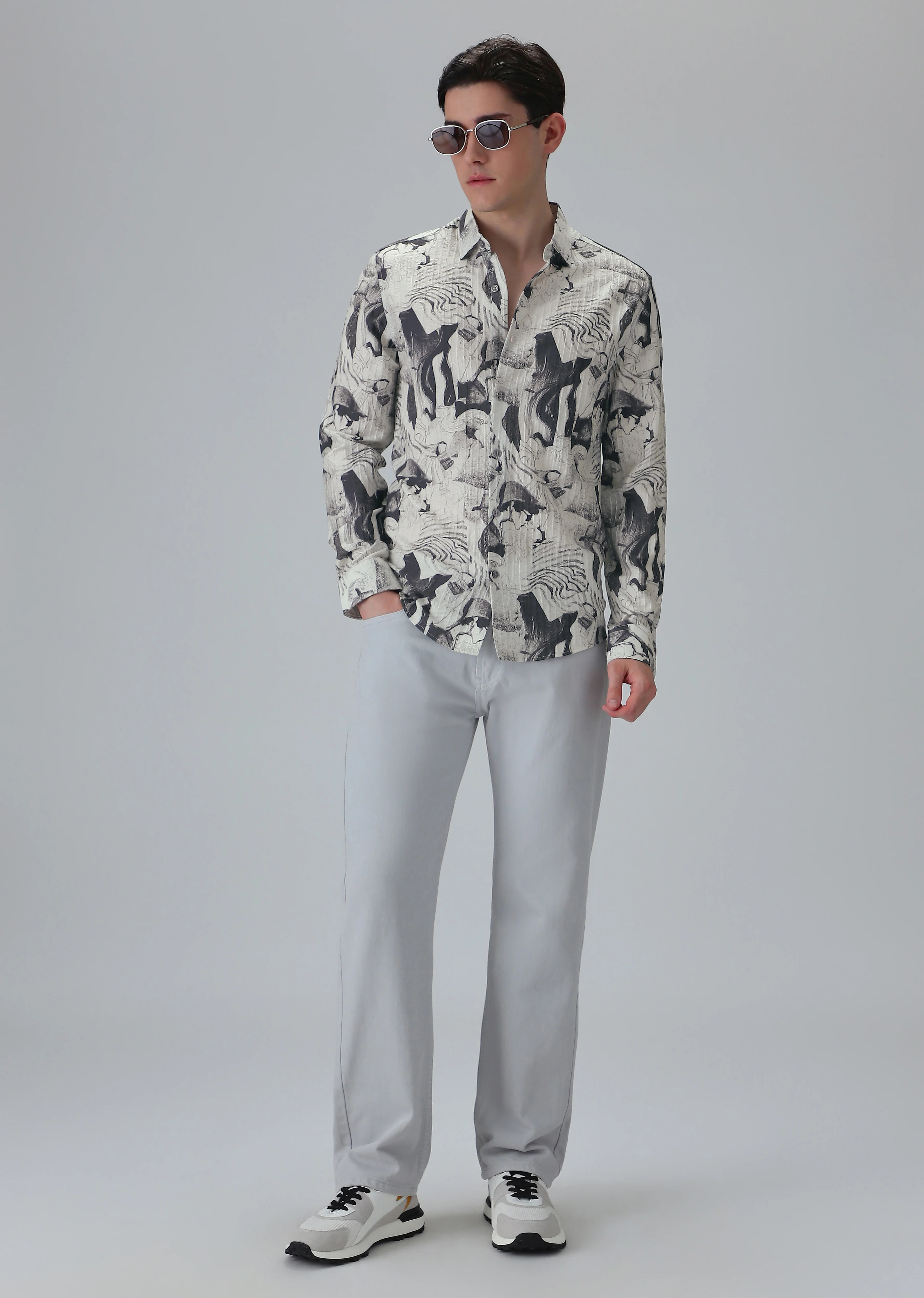 Ocean Drift White Printed Shirt - Image 6