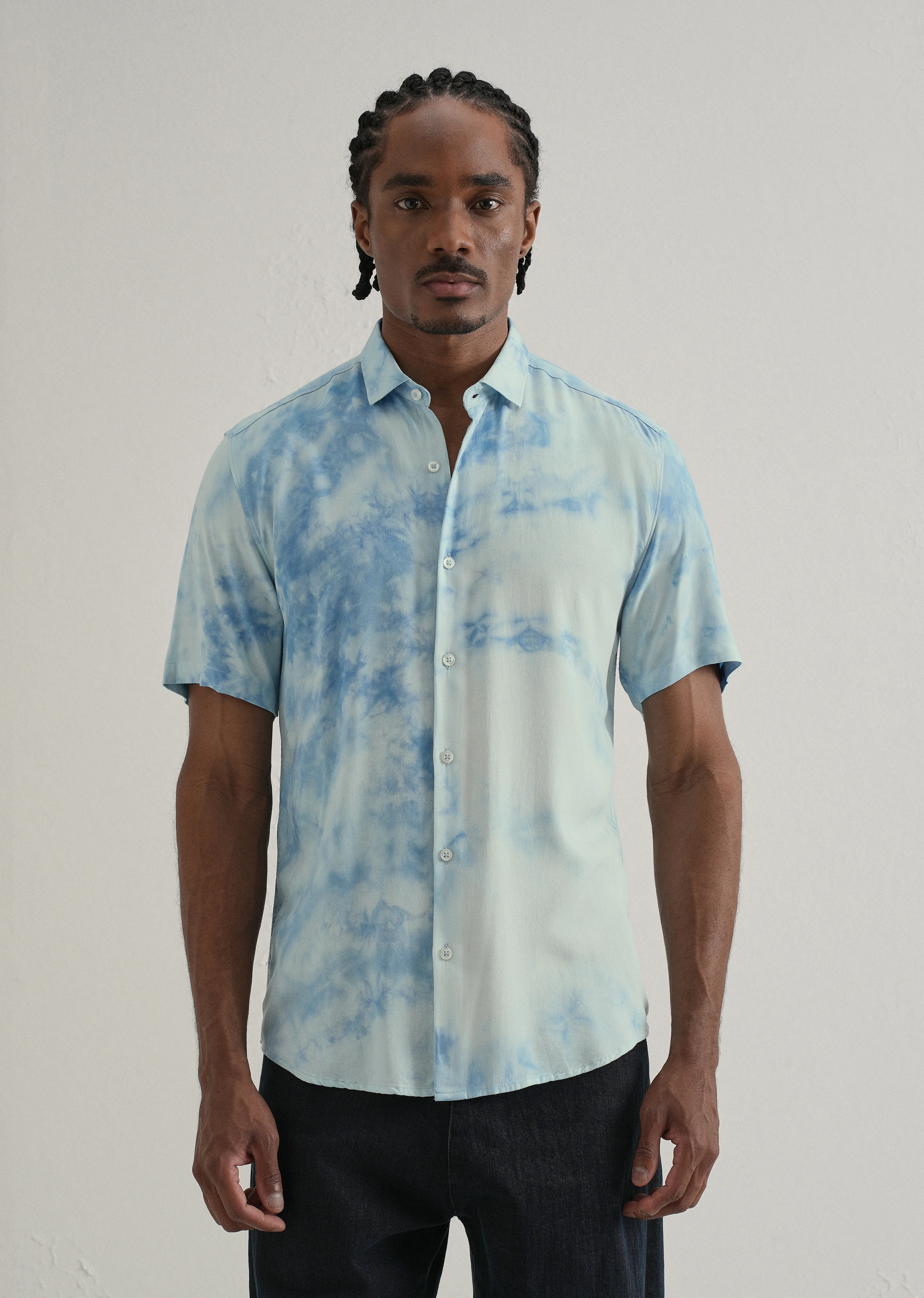 Ocean Tie Dye Half Sleeve Shirt - Image 3