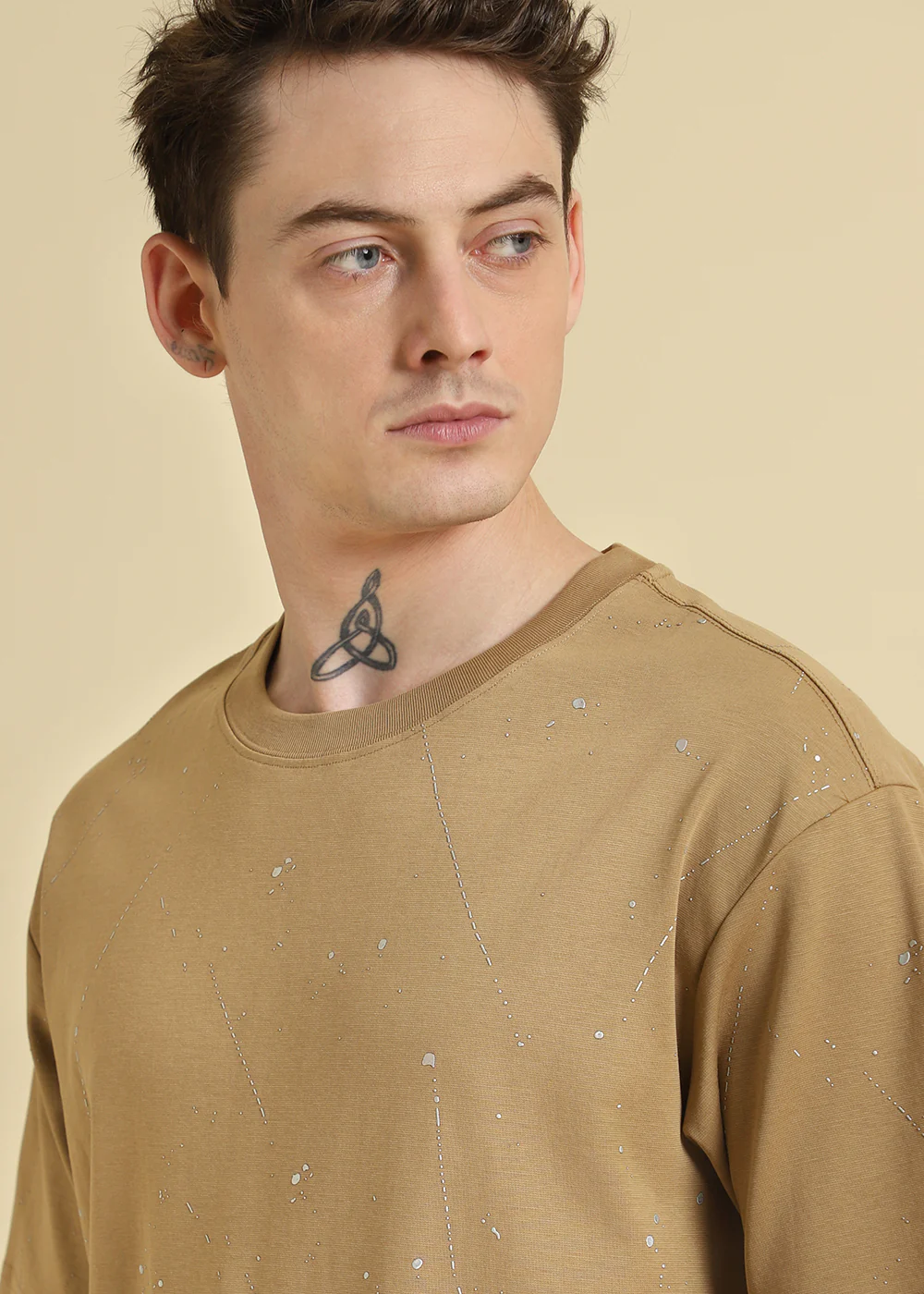 Ochre Brown Splatter Oversized T-shirt - Image 2