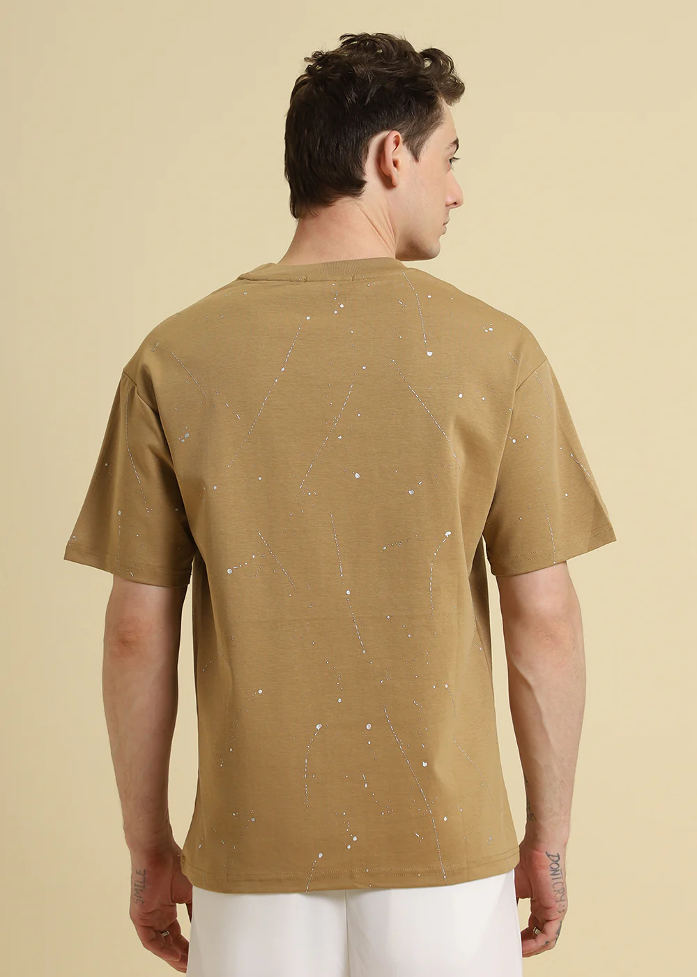 Ochre Brown Splatter Oversized T-shirt - Image 4