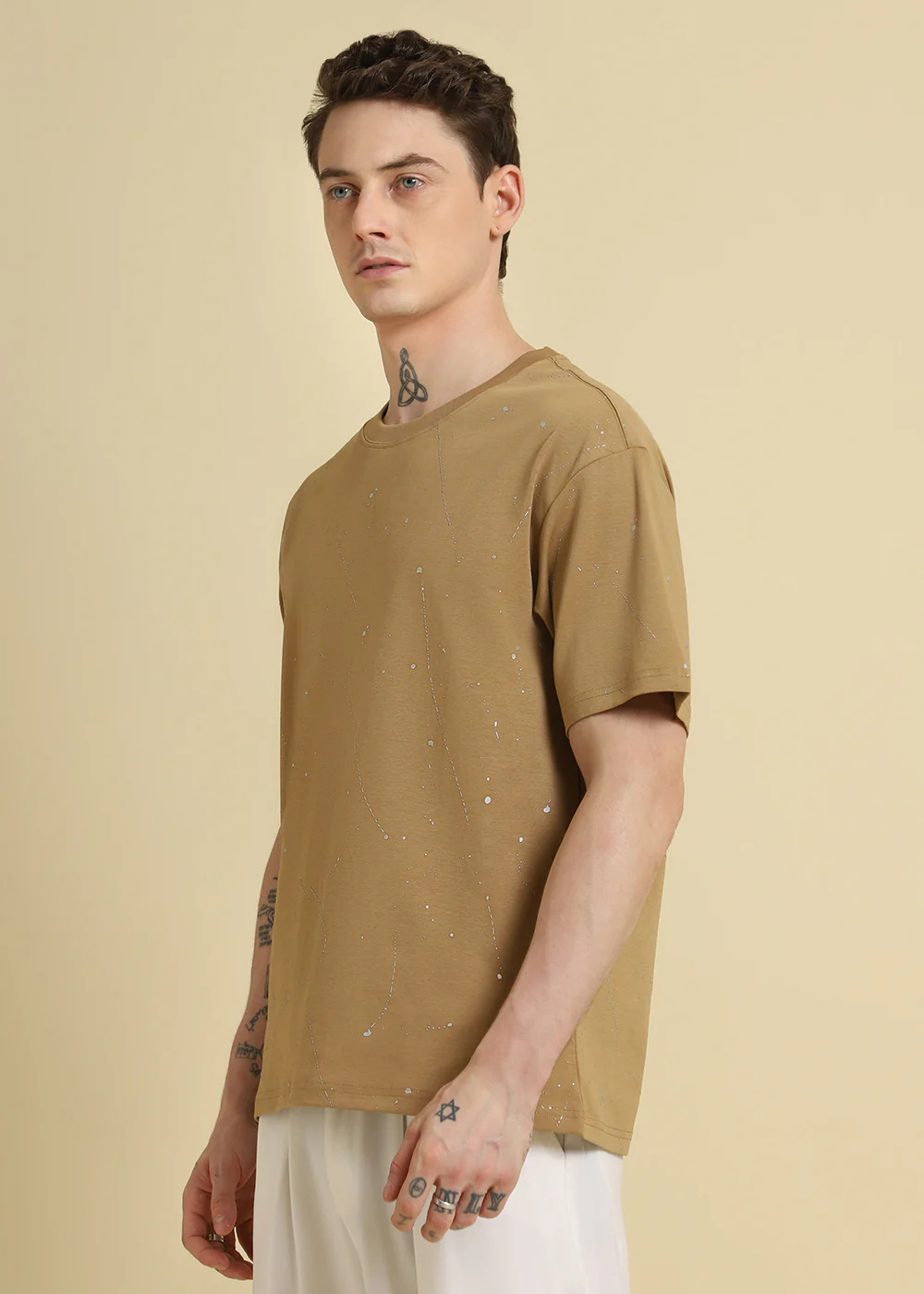 Ochre Brown Splatter Oversized T-shirt - Image 5