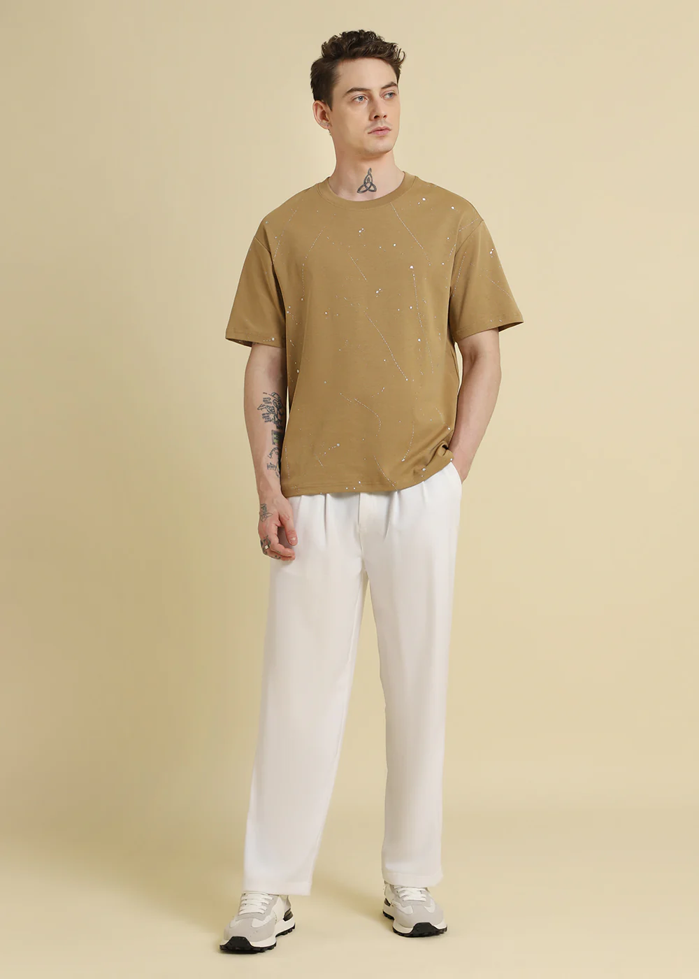 Ochre Brown Splatter Oversized T-shirt - Image 7