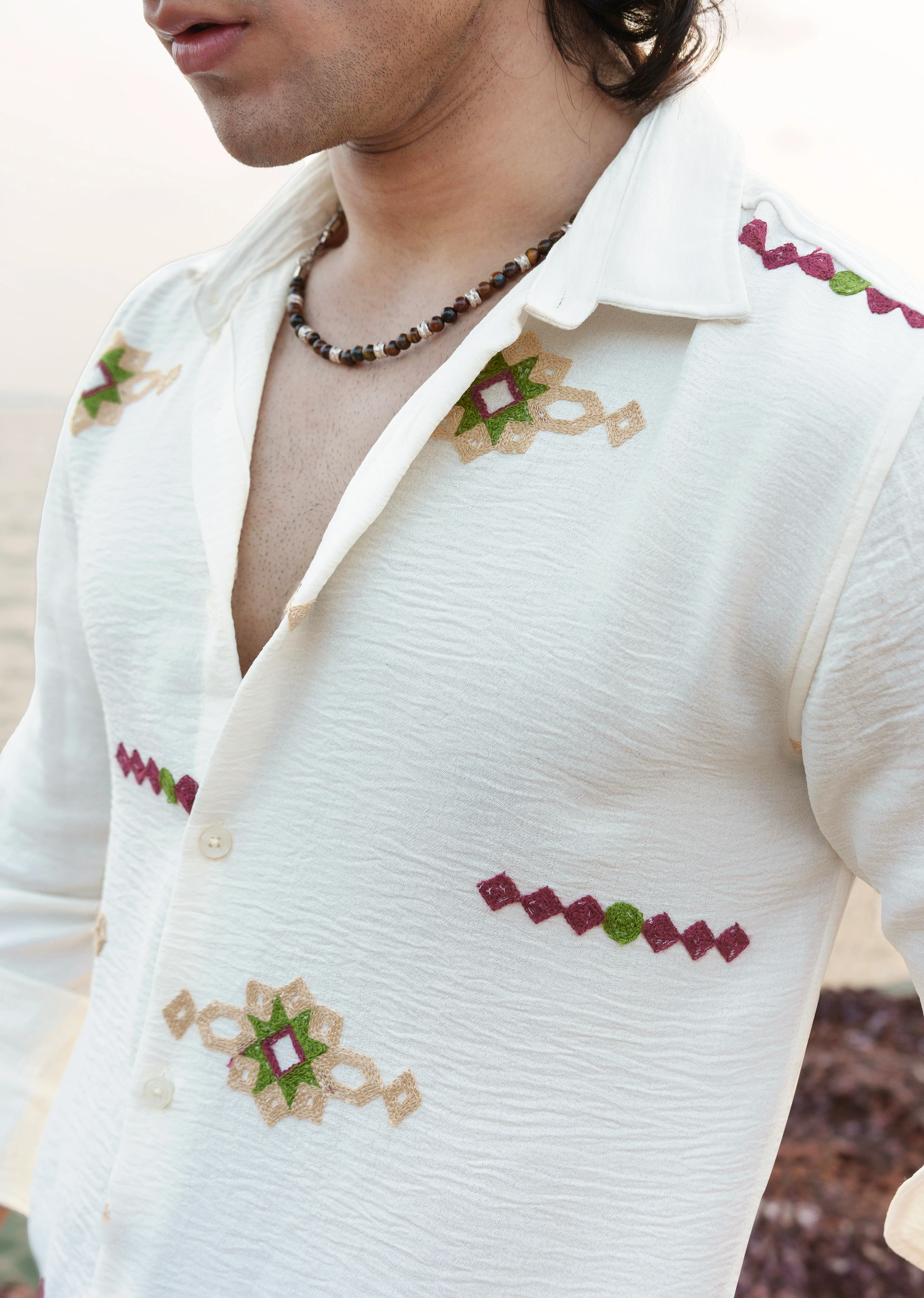 Off-White Artisan Embroidered Shirt - Image 4