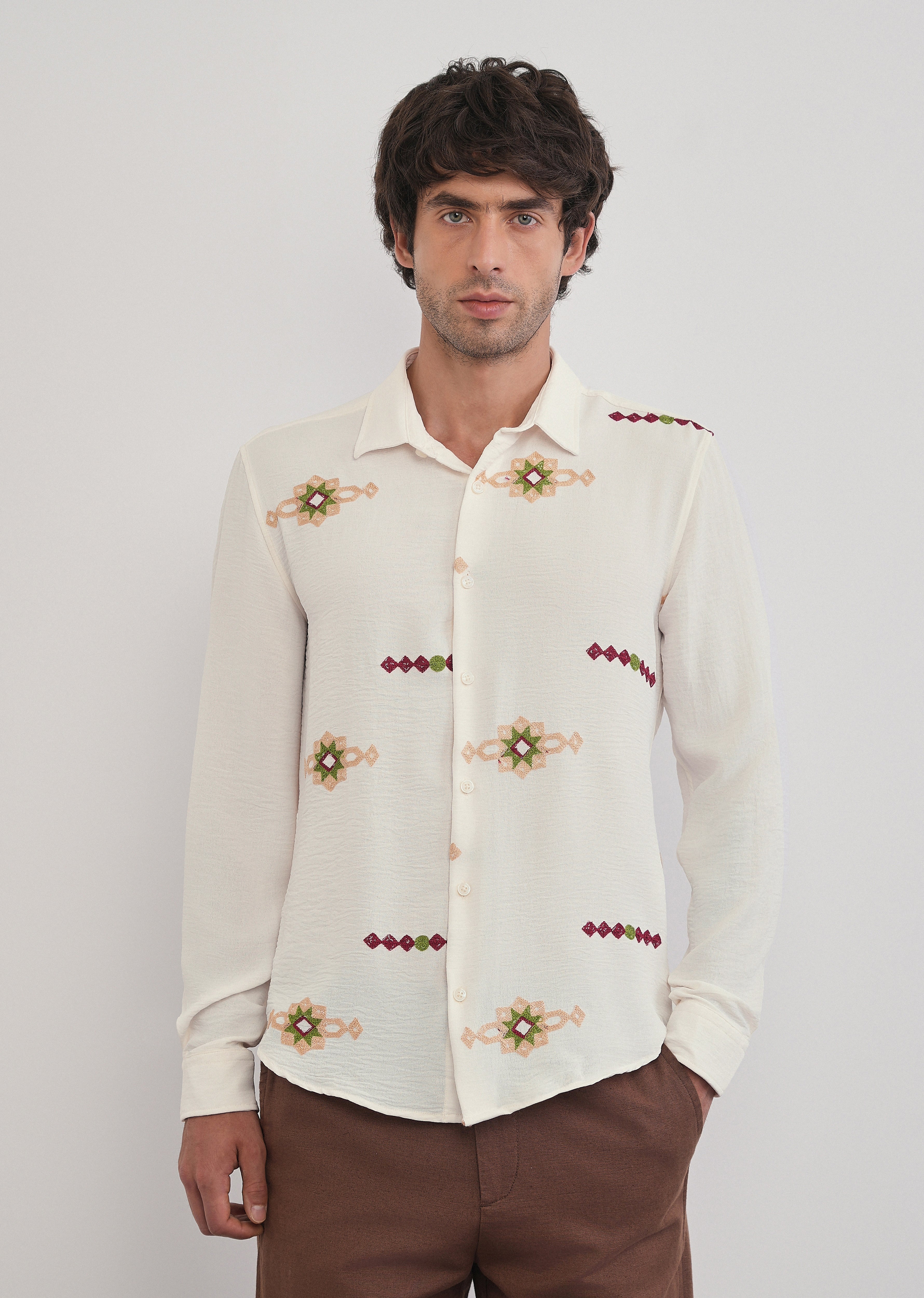 Off-White Artisan Embroidered Shirt - Image 5