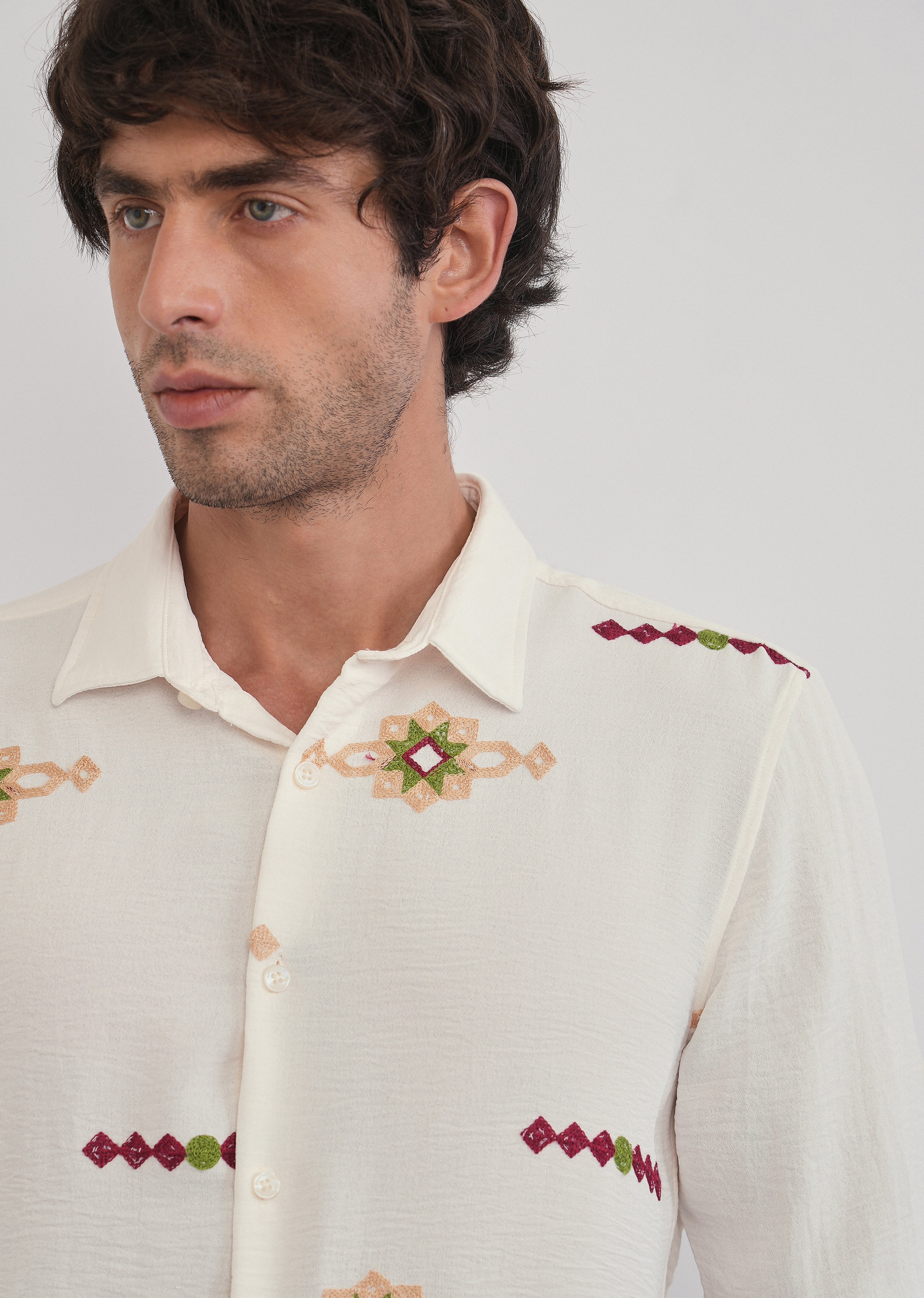 Off-White Artisan Embroidered Shirt - Image 7