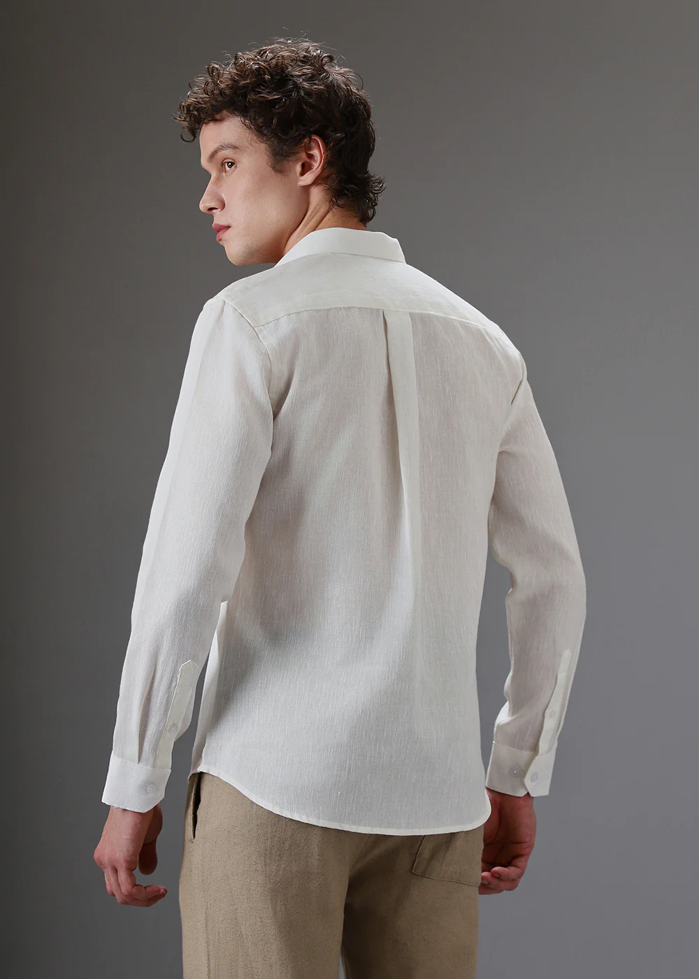 Off White Blended Linen shirt - Image 4