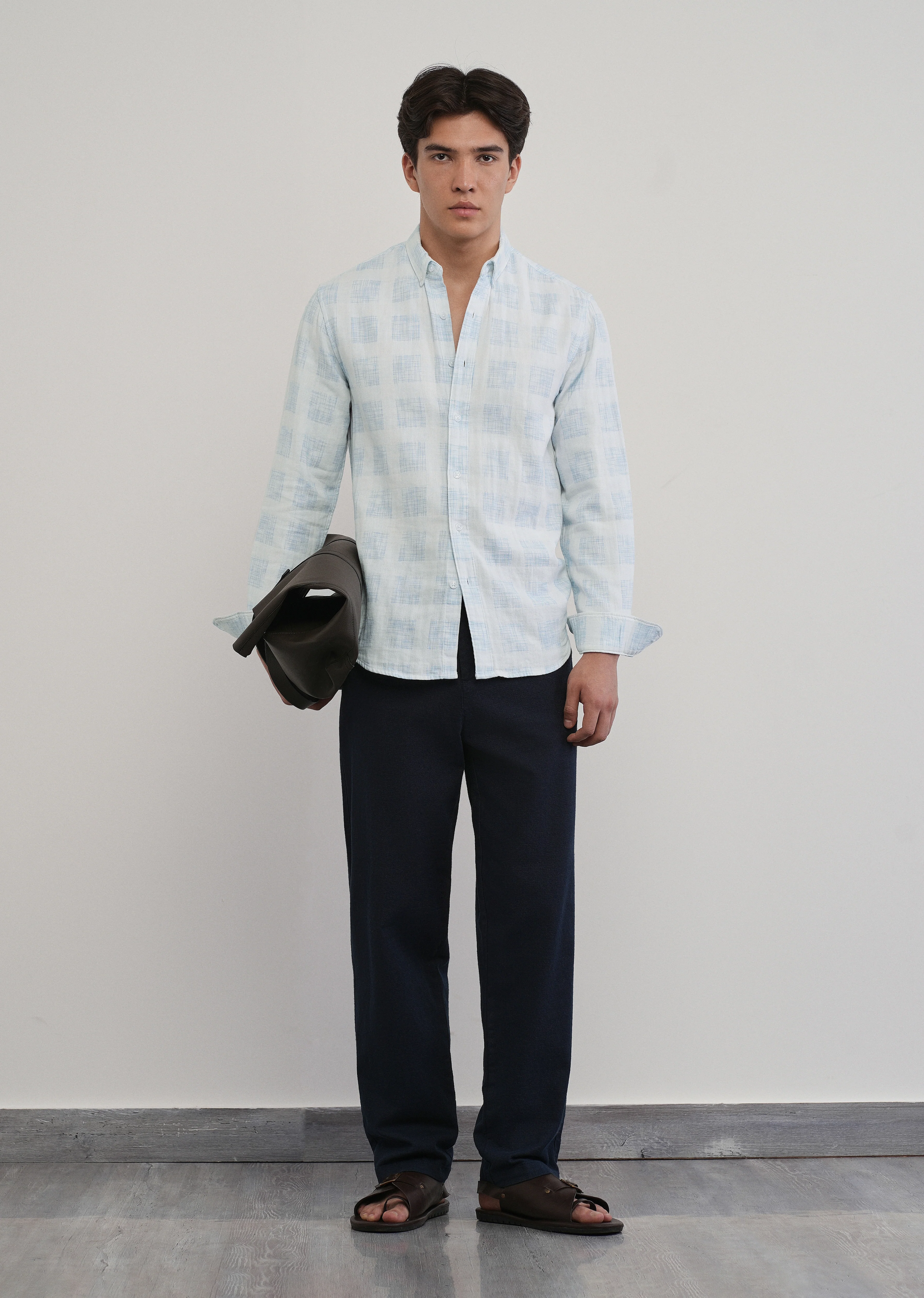 Off-White Broken Check Cotton Linen Shirt - Image 6