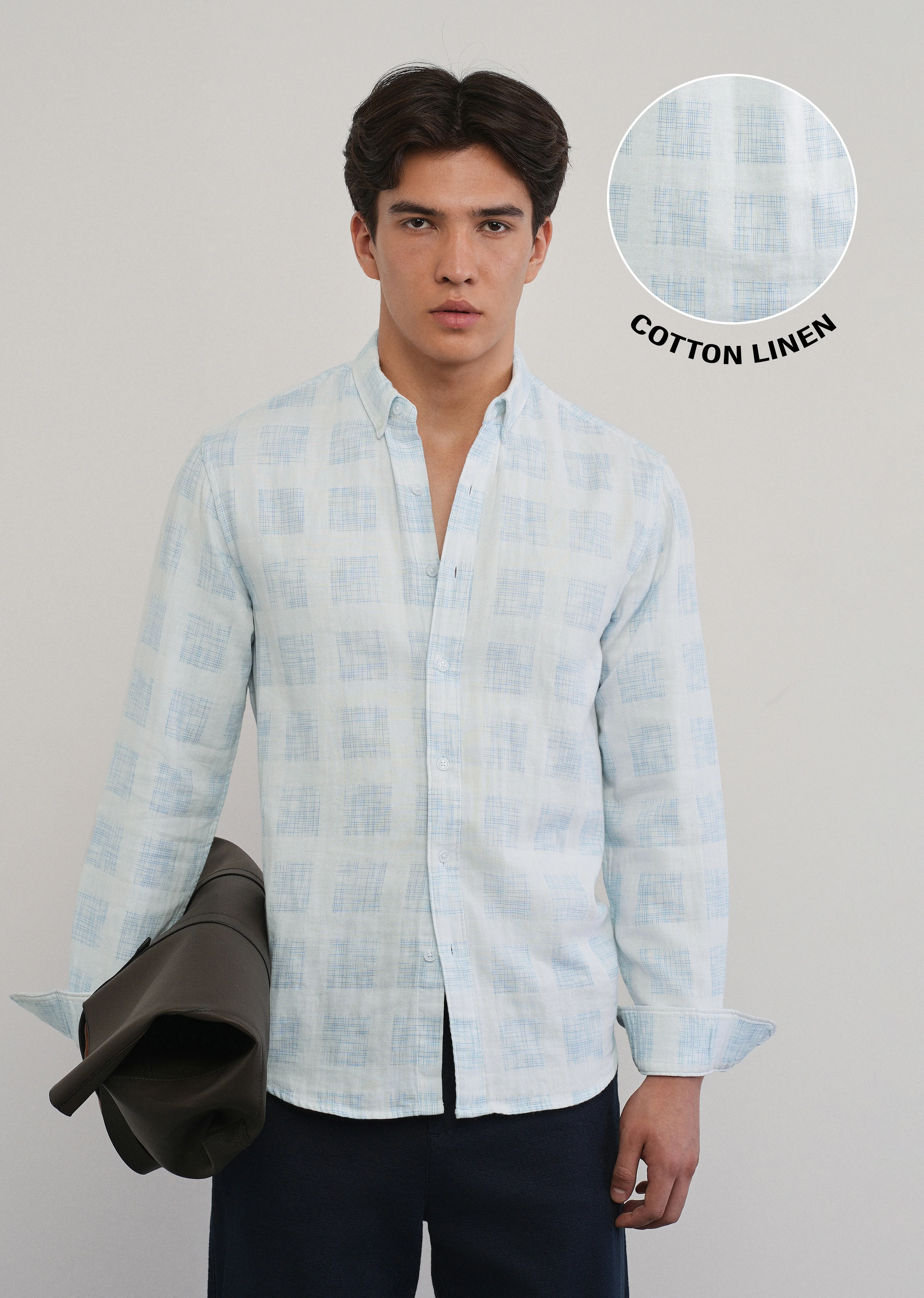 Off-White Broken Check Cotton Linen Shirt - Image 7