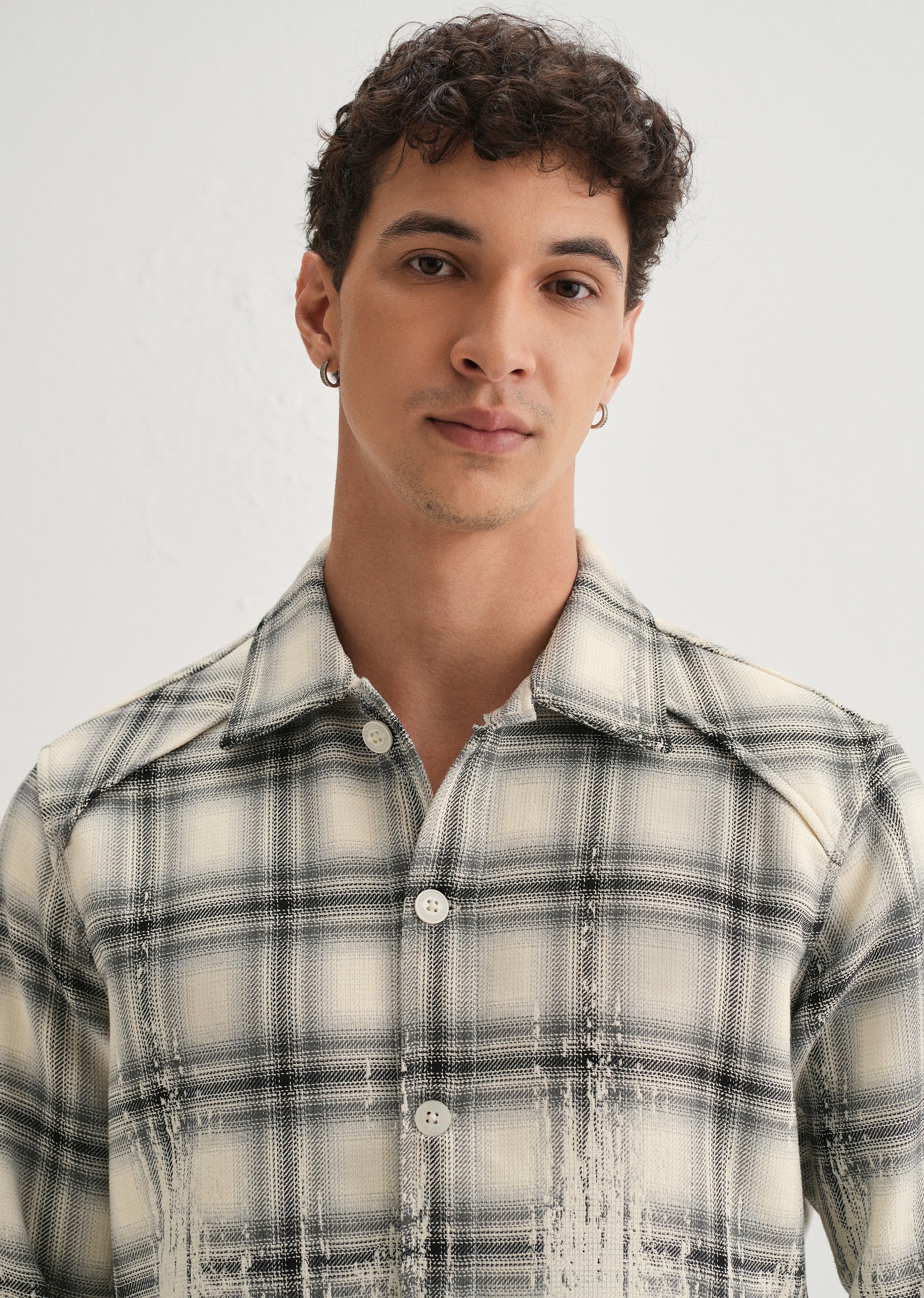 Off-White Gradient Grunge Check Shacket - Image 6