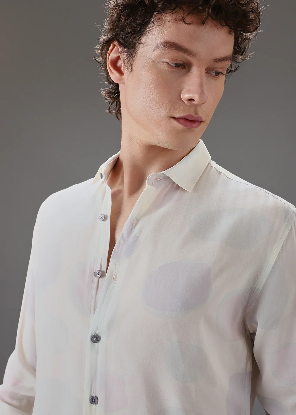 Off White Light Green Printed Shirt - Image 2