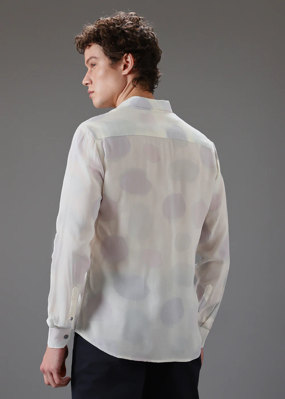 Off White Light Green Printed Shirt - Image 4