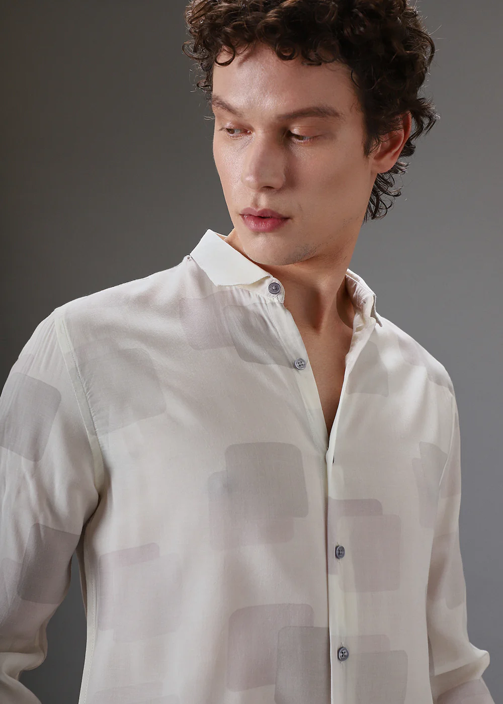 Off White Light Pink Printed Shirt - Image 2