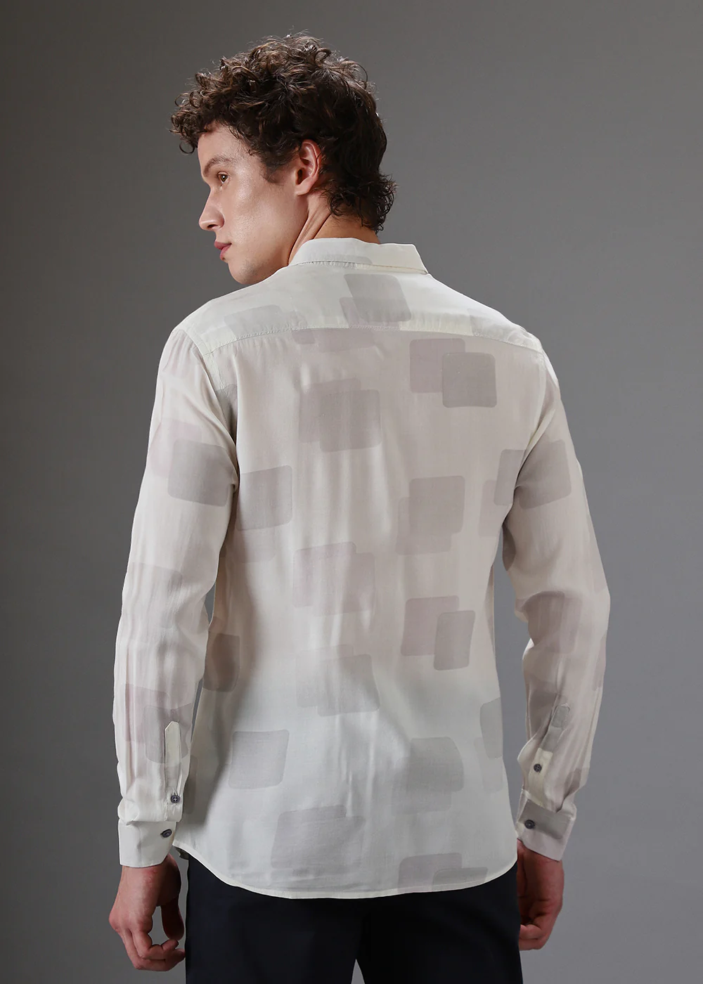 Off White Light Pink Printed Shirt - Image 4