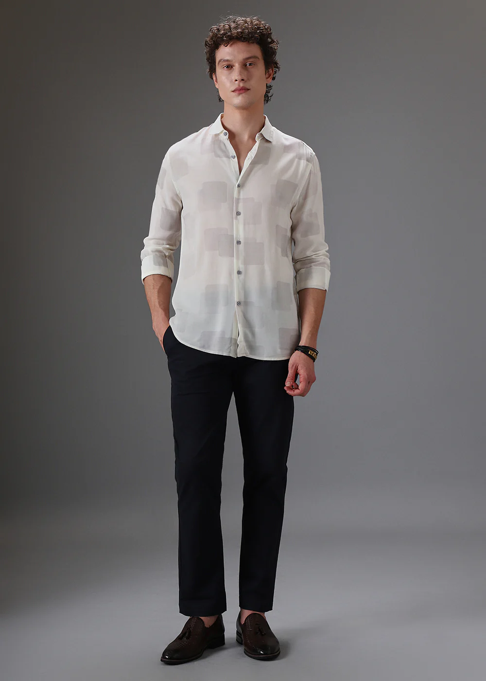 Off White Light Pink Printed Shirt - Image 6
