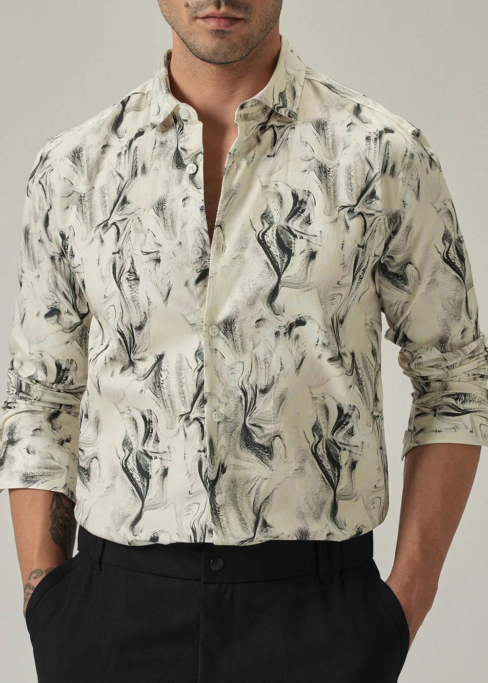Off-White Marble Print Shirt - Image 7