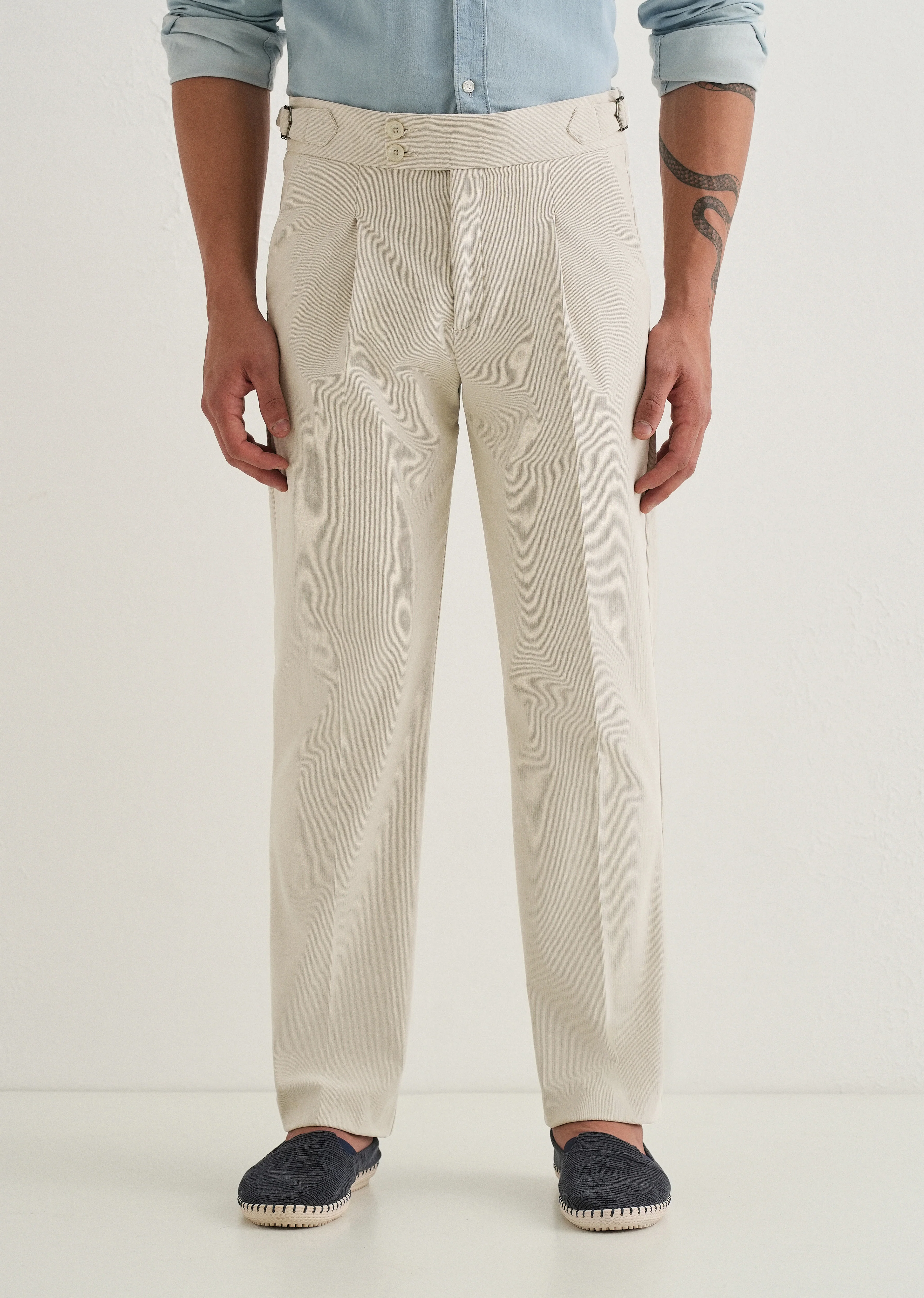 Off-White Pleated Corduroy Gurkha Pant - Image 4