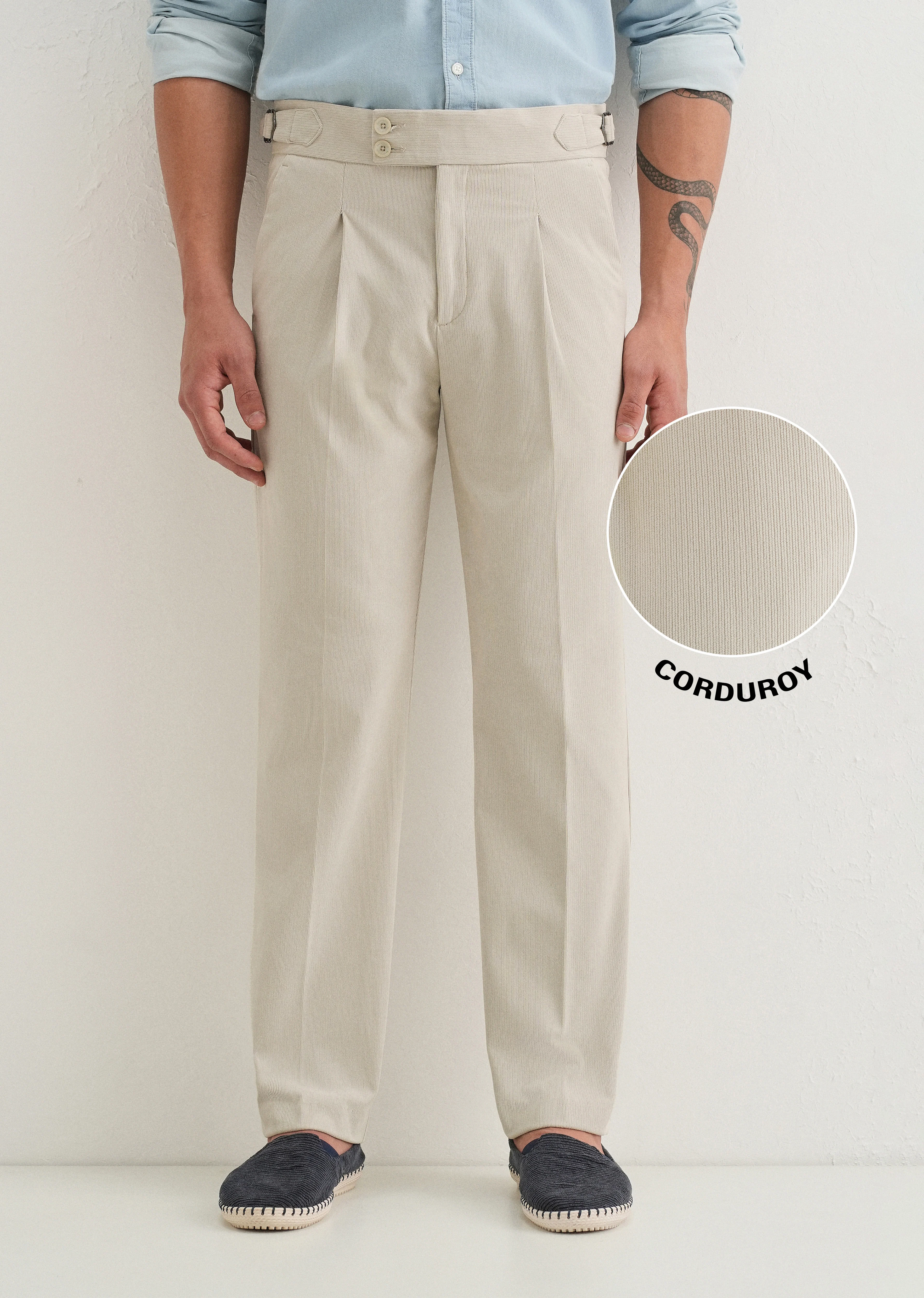 Off-White Pleated Corduroy Gurkha Pant - Image 8